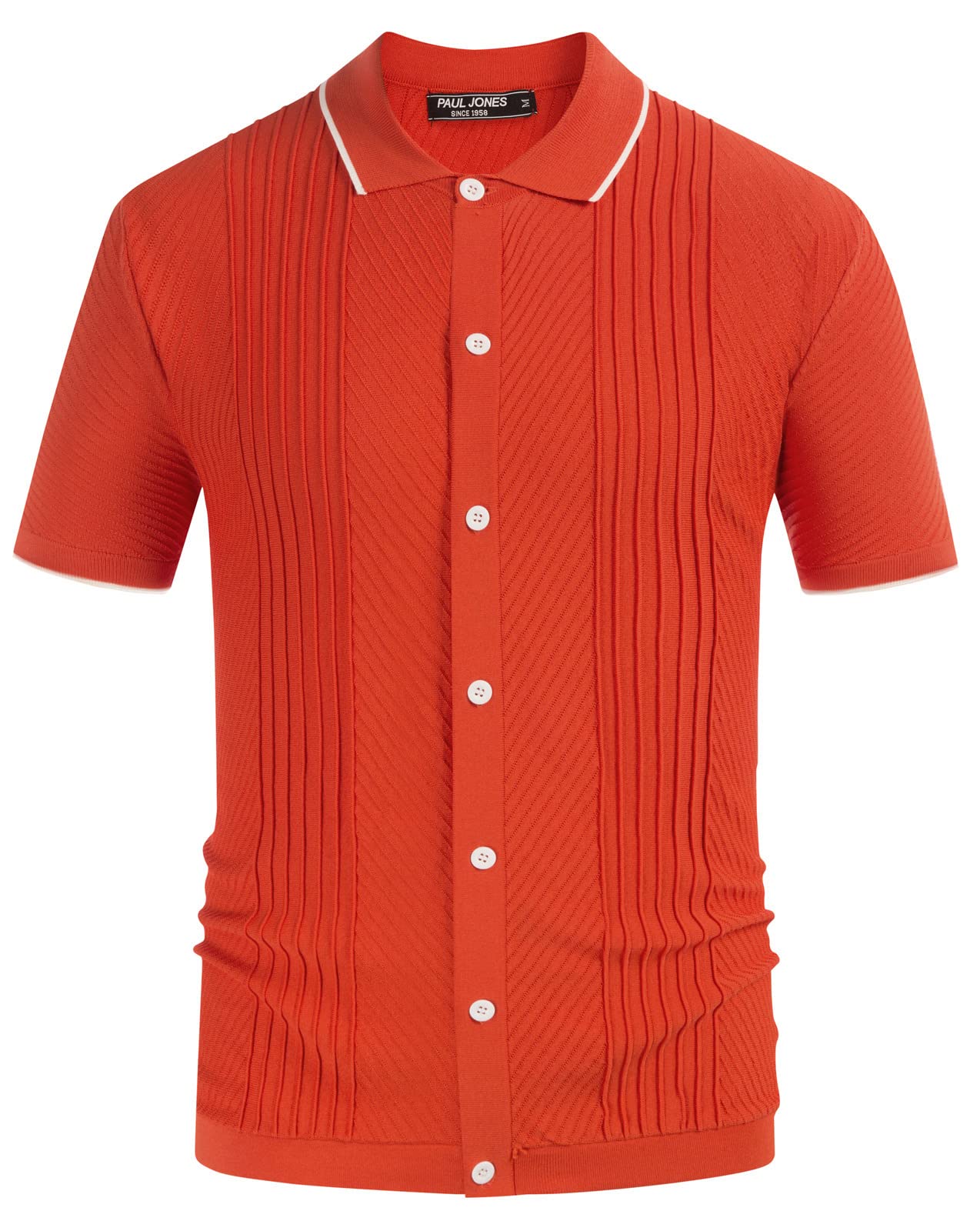 Vintage Striped Lightweight Knit Polo Shirts for Men - Breathable & Comfortable Golf Shirts by PJ Paul Jones - Perfect for Golf, Casual Wear & Outdoor Activities