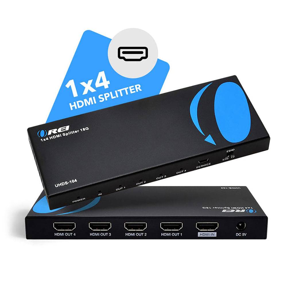 1×4 HDMI Splitter 18Gbps 4K 60Hz HDR - UHDS 104 - Duplicate & Mirror HDMI Signal for Home Theater, Gaming & Multi-Screen Setup