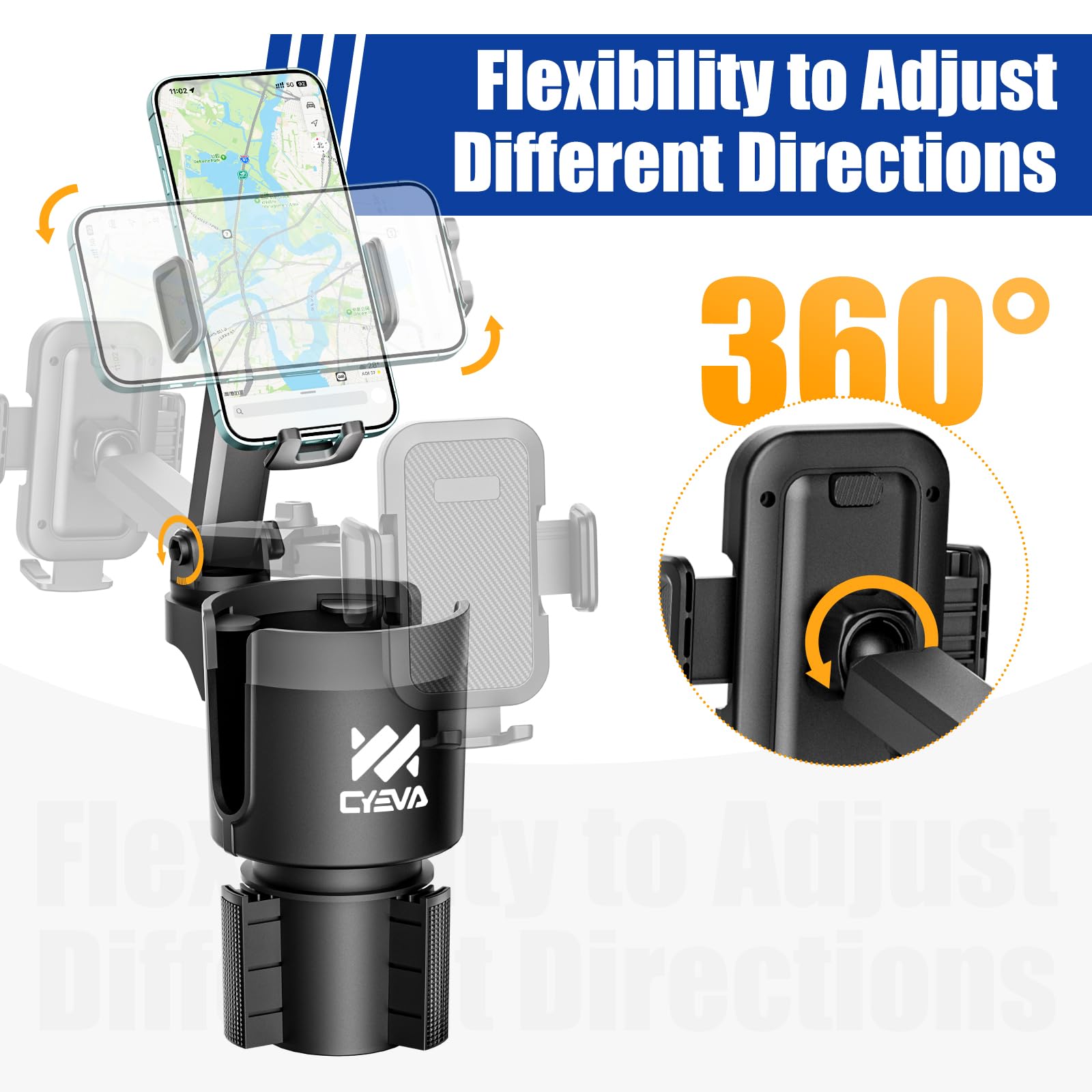 360° Rotating Car Cup Holder Phone Mount for 4-7