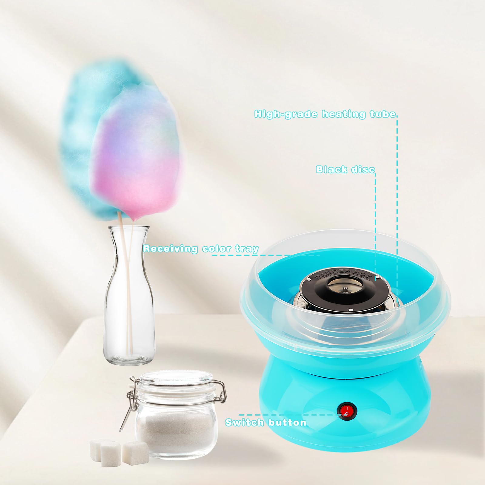Portable 450W Retro Cotton Candy Machine for Birthday Parties, Carnivals & Events - Easy to Use Candy Floss Maker for Home & Commercial Use