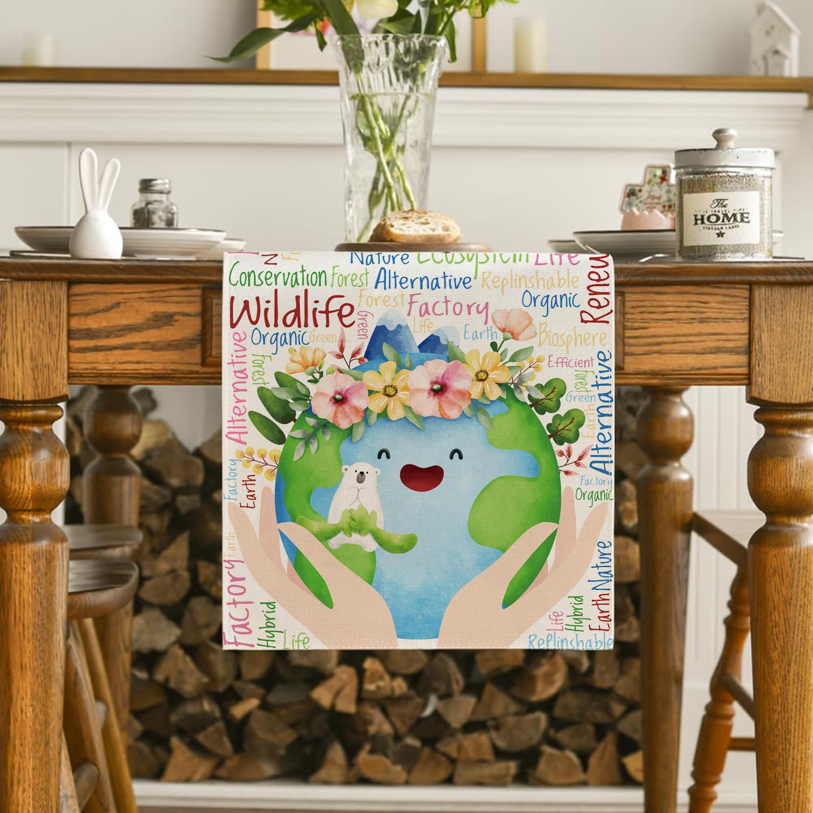 Eco-Friendly Earth Day Table Runner & Party Decorations - Sustainable Home Party Supplies for Earth Day Celebrations & Environmental Awareness Events