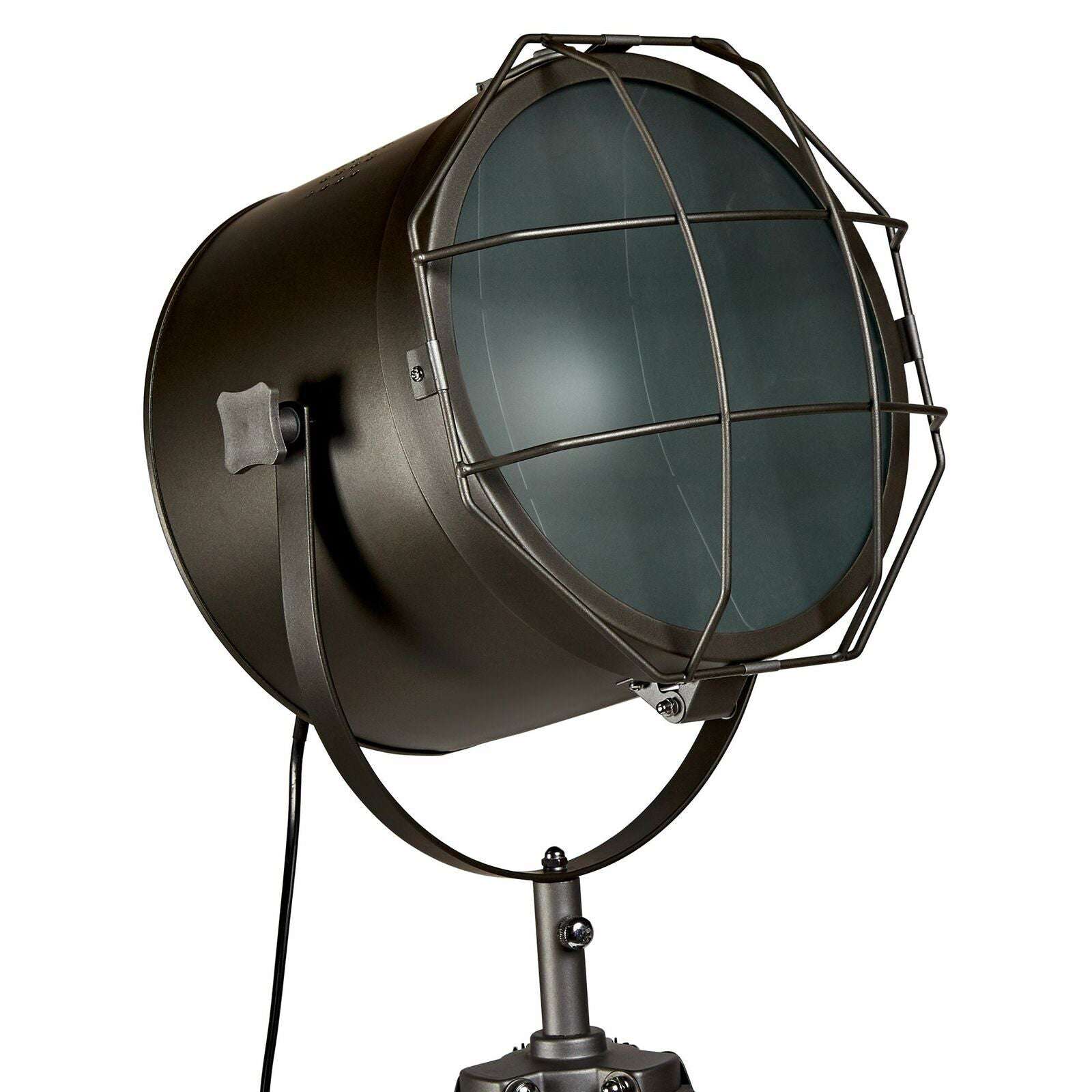 153cm Nautical Tripod Floor Lamp with Matte Grey Head - Adjustable Spotlight for Living Room, Bedroom, or Office Lighting Decor