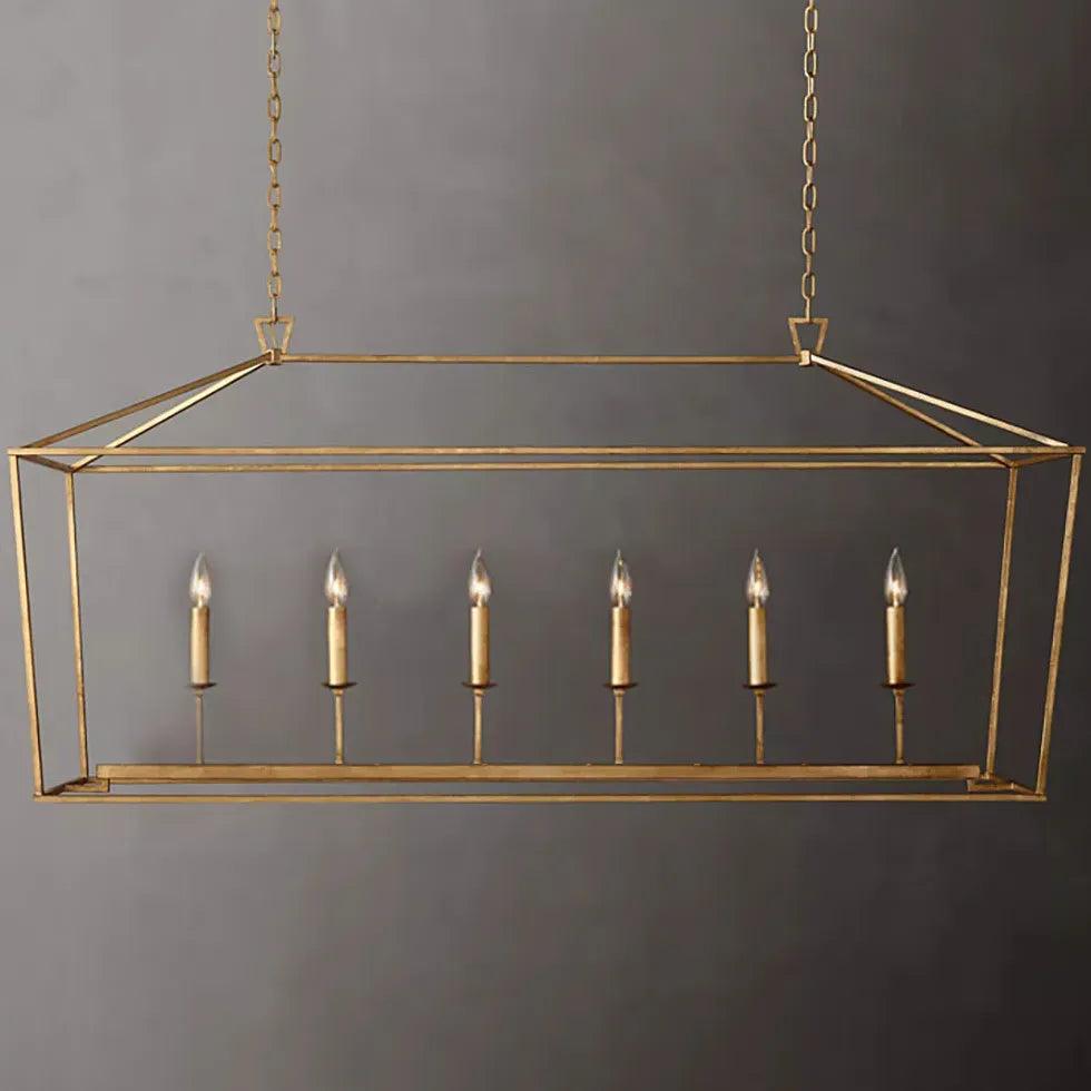 Modern Geometric Cage Candelabra Industrial Ceiling Light Fixture - Vintage Style Metal Pendant Lighting for Dining Room, Kitchen, or Living Room
