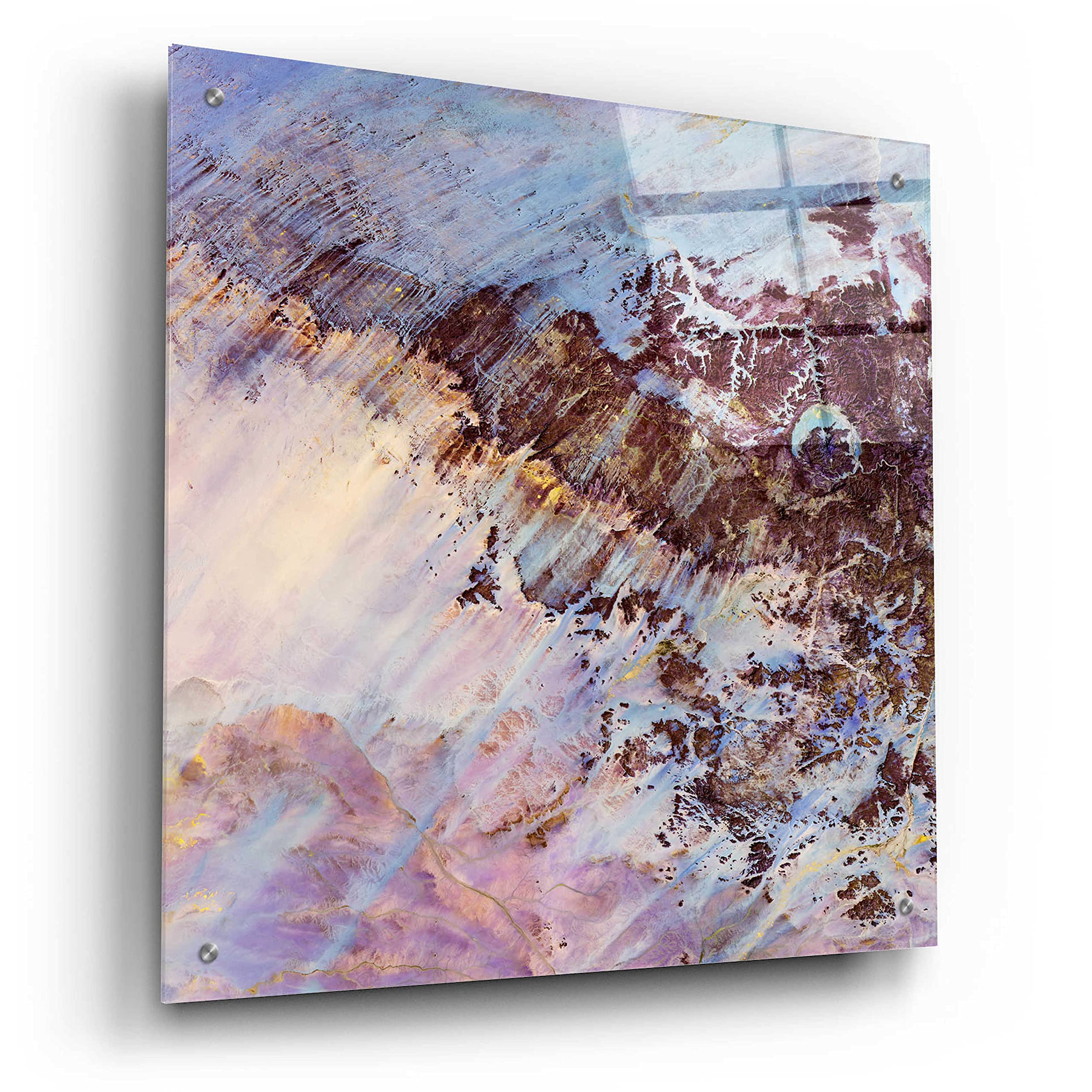 Epic Art 'Earth as Art: Storm Amid the Calm' - 24x24 Inch Modern Acrylic Glass Wall Decor - Vibrant Abstract Landscape Painting for Living Room, Office & Home Decoration