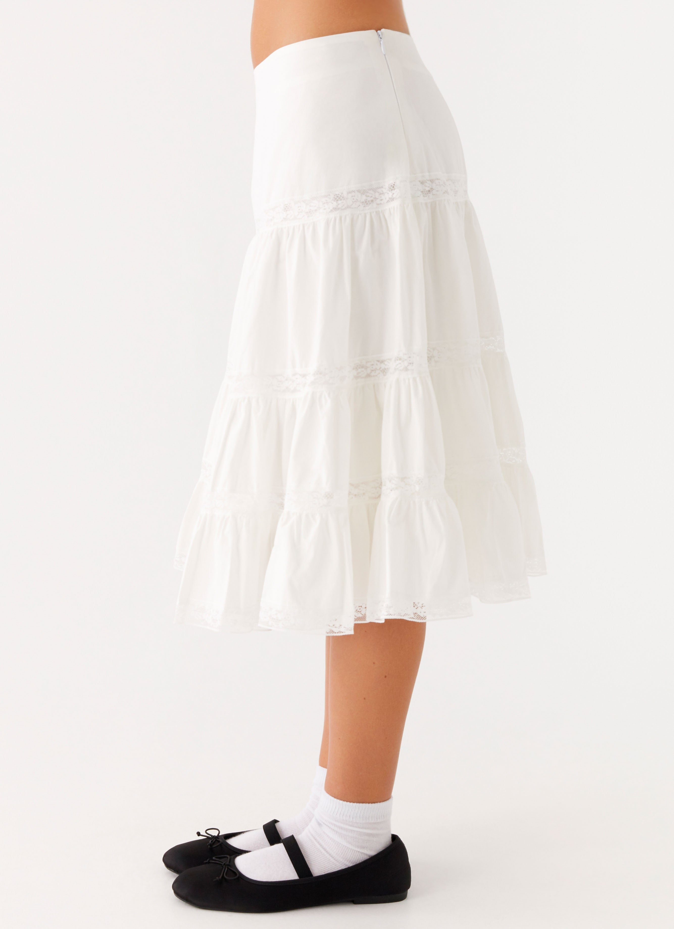 Good Vibes Midi Skirt - Flowy White Summer Skirt for Women | Perfect for Beach, Vacation & Casual Outfits