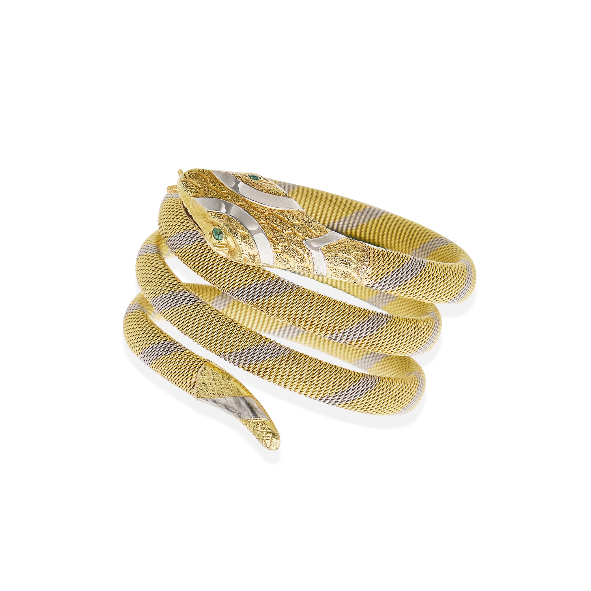 Vintage 18K Gold & Platinum Snake Bracelet for Women - Elegant Jewelry Gift for Birthday, Anniversary & Special Occasions