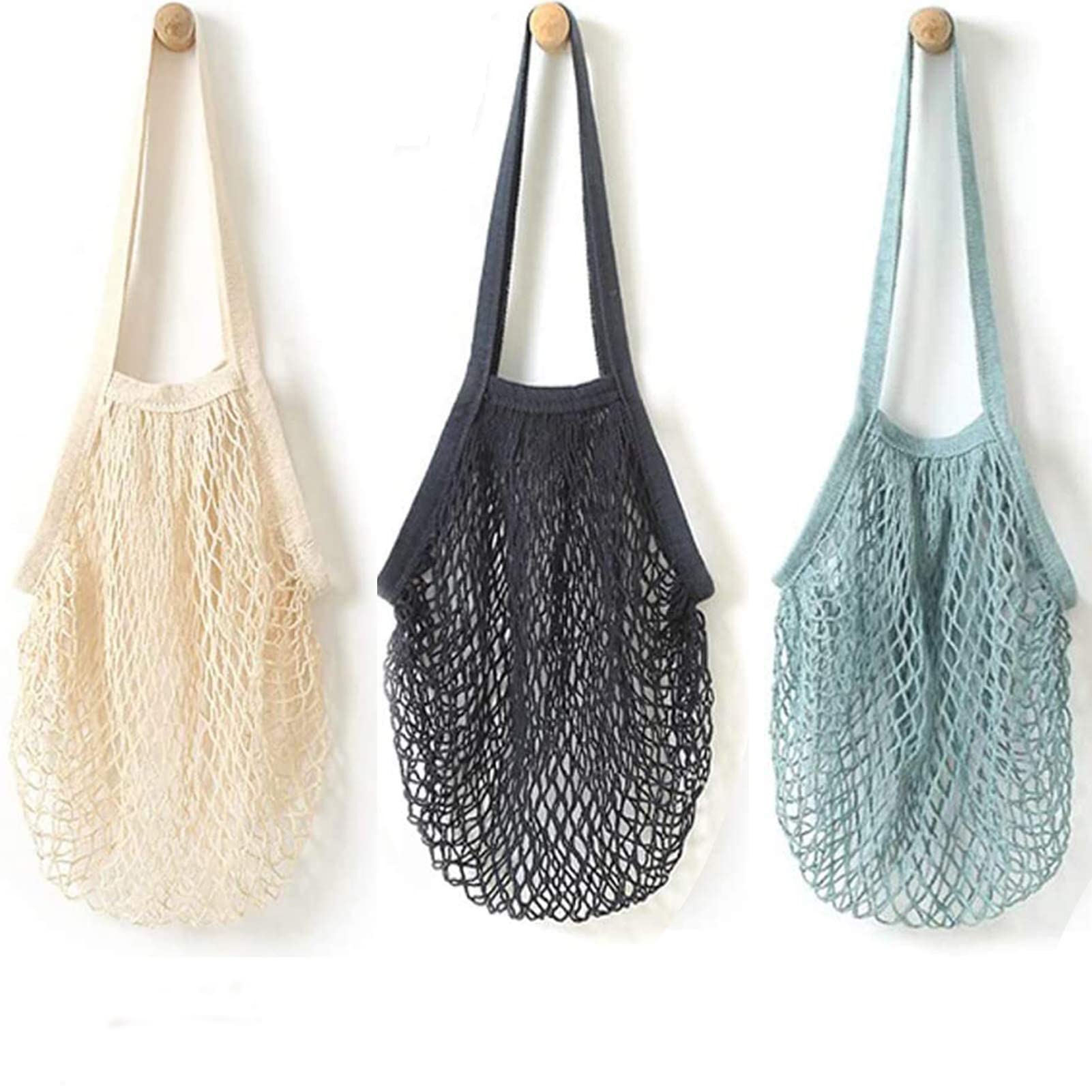 Eco-Friendly Reusable Cotton Mesh Produce Bags - Washable Grocery & Vegetable Storage Organizer with Handles | Perfect for Farmers Market, Zero Waste Shopping & Food Storage