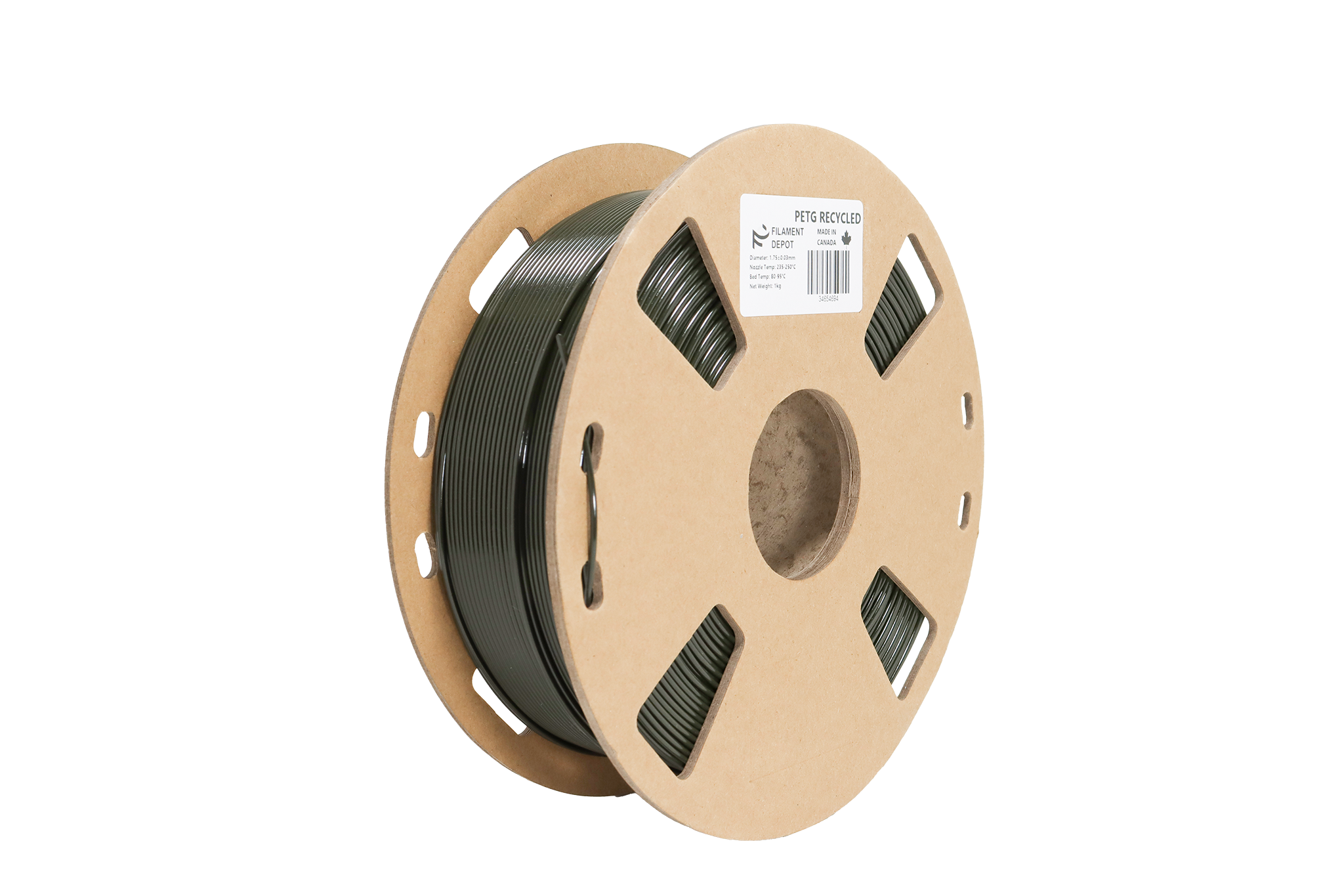 Recycled PETG Filament 1.75mm 1kg Spool - Eco-Friendly 3D Printing Material for DIY Projects, Prototyping & Home Decor