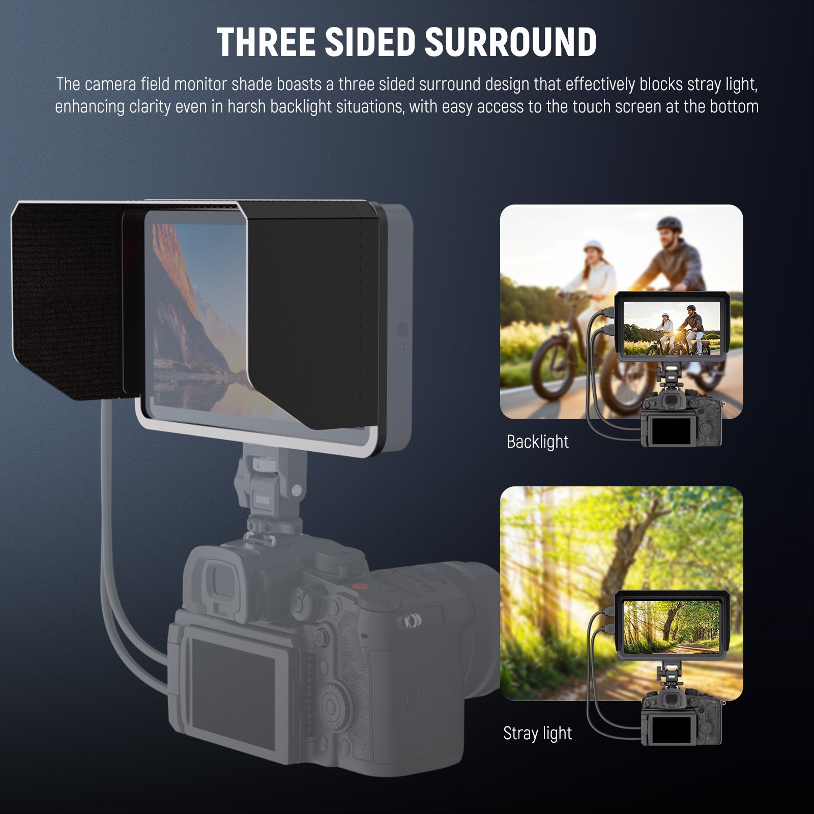 NEEWER MA007 Professional Monitor Sunshade Hood for F700 LCD Screen - Reduce Glare & Improve Visibility for Outdoor Photography & Video Shooting