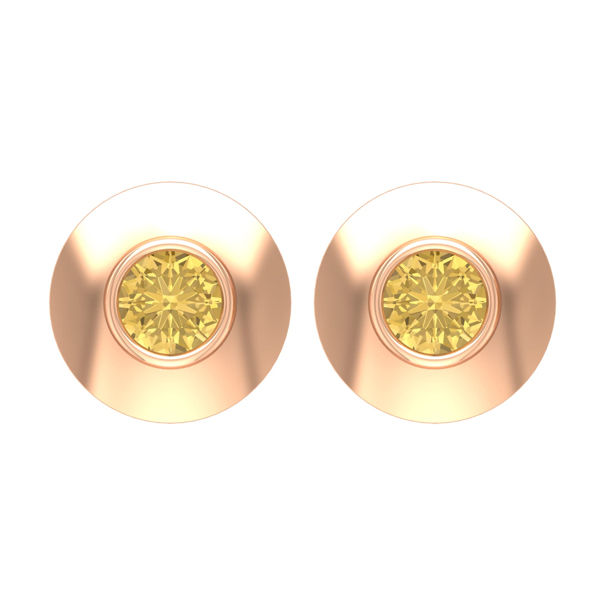 1/4 CT Citrine Stud Earrings for Women - 14K Solid Gold Bezel Set November Birthstone Earrings - Perfect for Everyday Wear, Gifts & Special Occasions