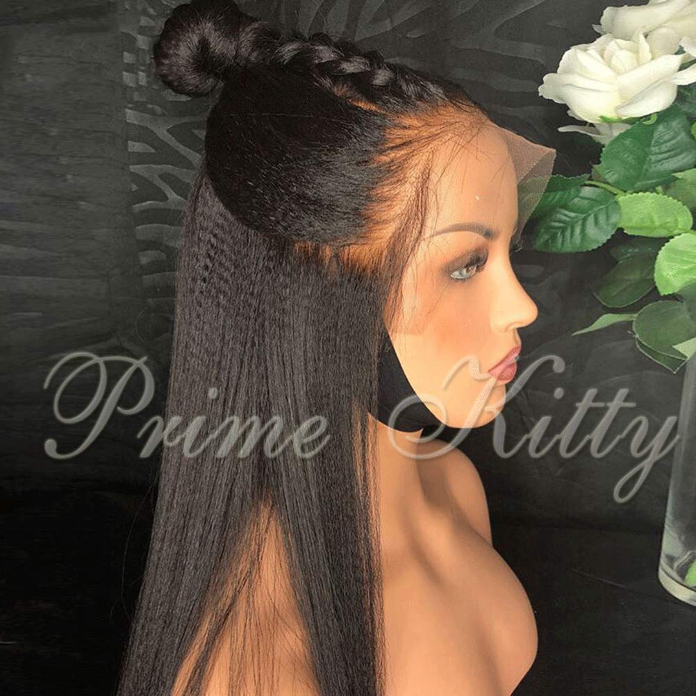 150% Density Lace Front Human Hair Wigs for Women - Yaki Straight Glueless Wig with Baby Hair | 10