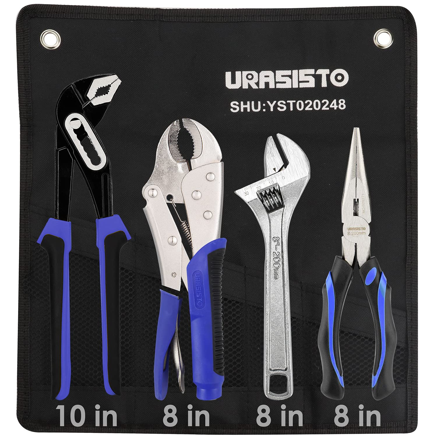 4-Piece Pliers Set - Home & Auto Repair Tool Kit for Men & DIY Enthusiasts | Includes Groove Joint, Long Nose, Diagonal Cutting & Locking Pliers | Adjustable Wrench & Linesman Pliers | Durable Storage Pouch | Perfect for Plumbing, Electrical Work & General Maintenance