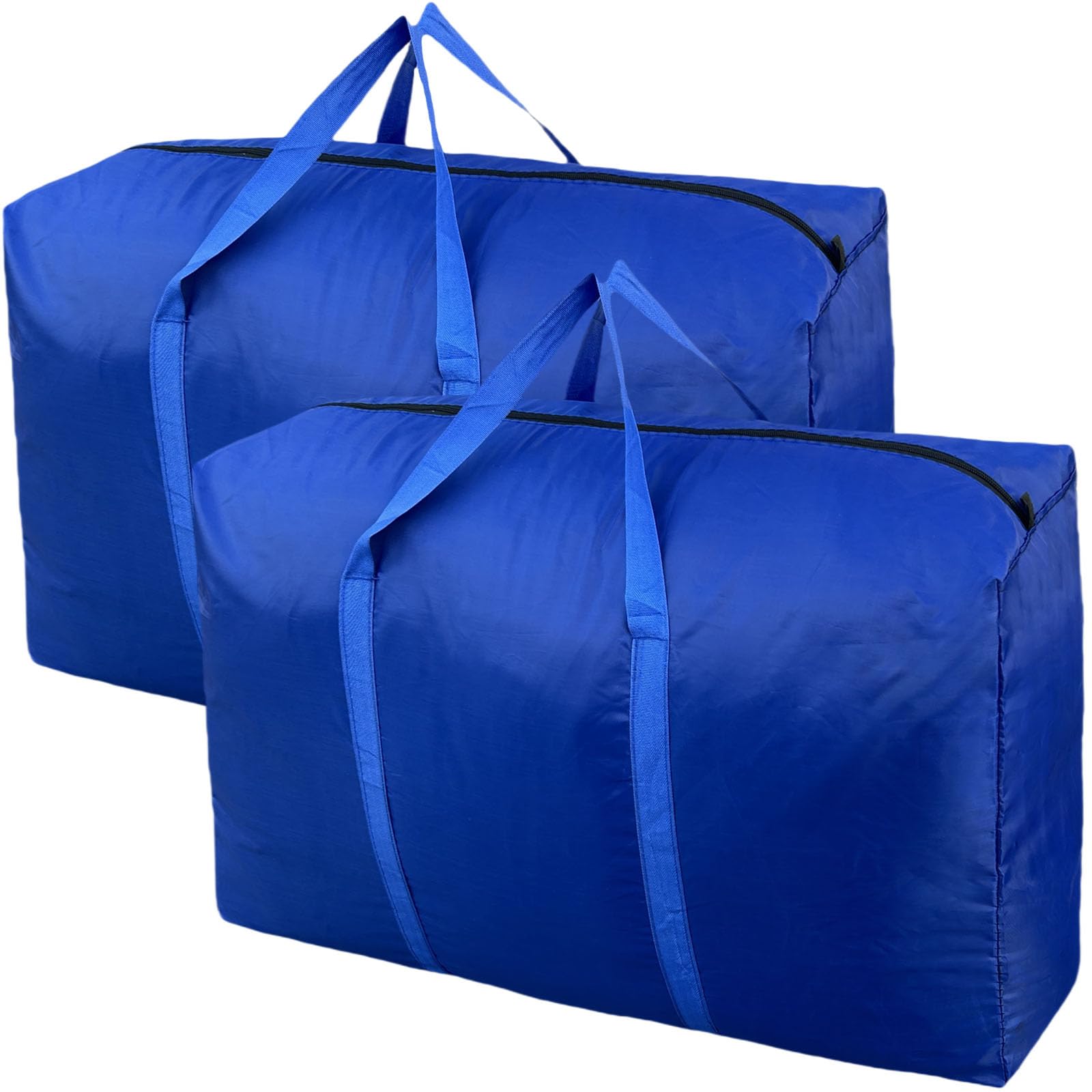 100L Extra Large Storage Bags - Heavy Duty Moving Bags with Reinforced Zippers & Comfortable Handles | Space Saving Packing Solution for Moving, Home Organization, Travel & Camping | Perfect for Clothes, Blankets & Seasonal Items Storage (Blue, 2 Pack)
