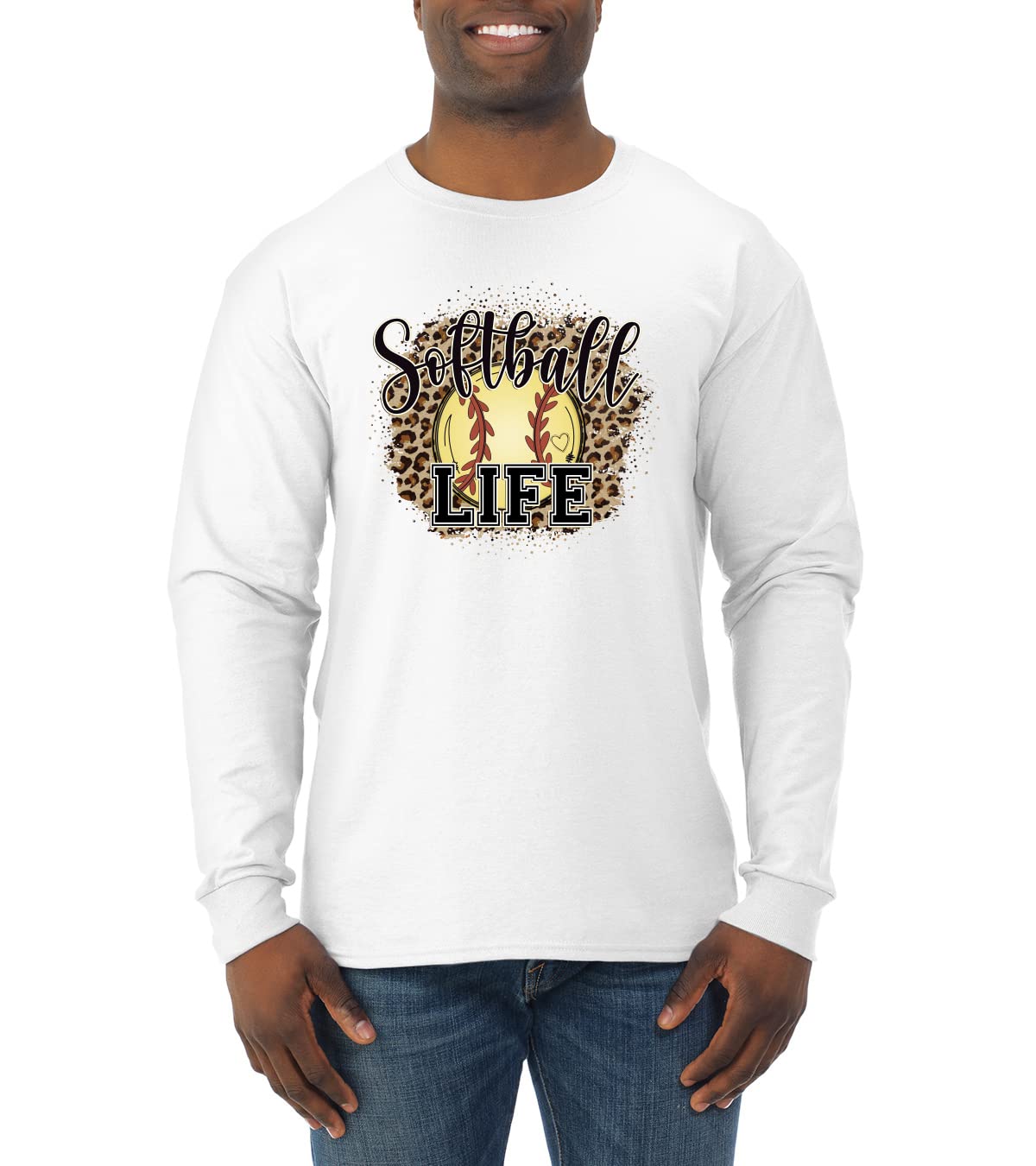 Wild Bobby Softball Life Animal Print Long Sleeve Shirt for Women & Men - Perfect for Baseball Games, Team Sports & Casual Wear