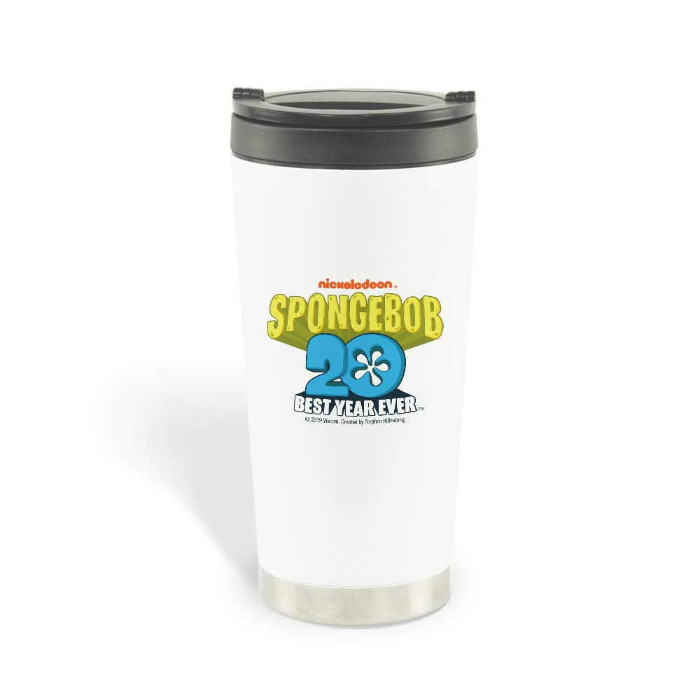 SpongeBob SquarePants Jellyfish Travel Mug - 16oz Insulated Stainless Steel Cup with Lid - Officially Licensed Cartoon Gift - Perfect for Coffee, Tea & Hot/Cold Drinks at Work, School or Travel
