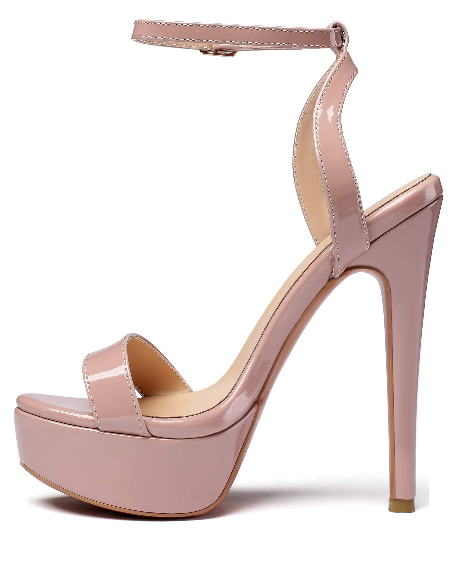 YODEKS Women's Open Toe Ankle Strap Stiletto Heel Platform Dress Sandals - Sexy High Heels for Party, Wedding, Evening & Special Occasions