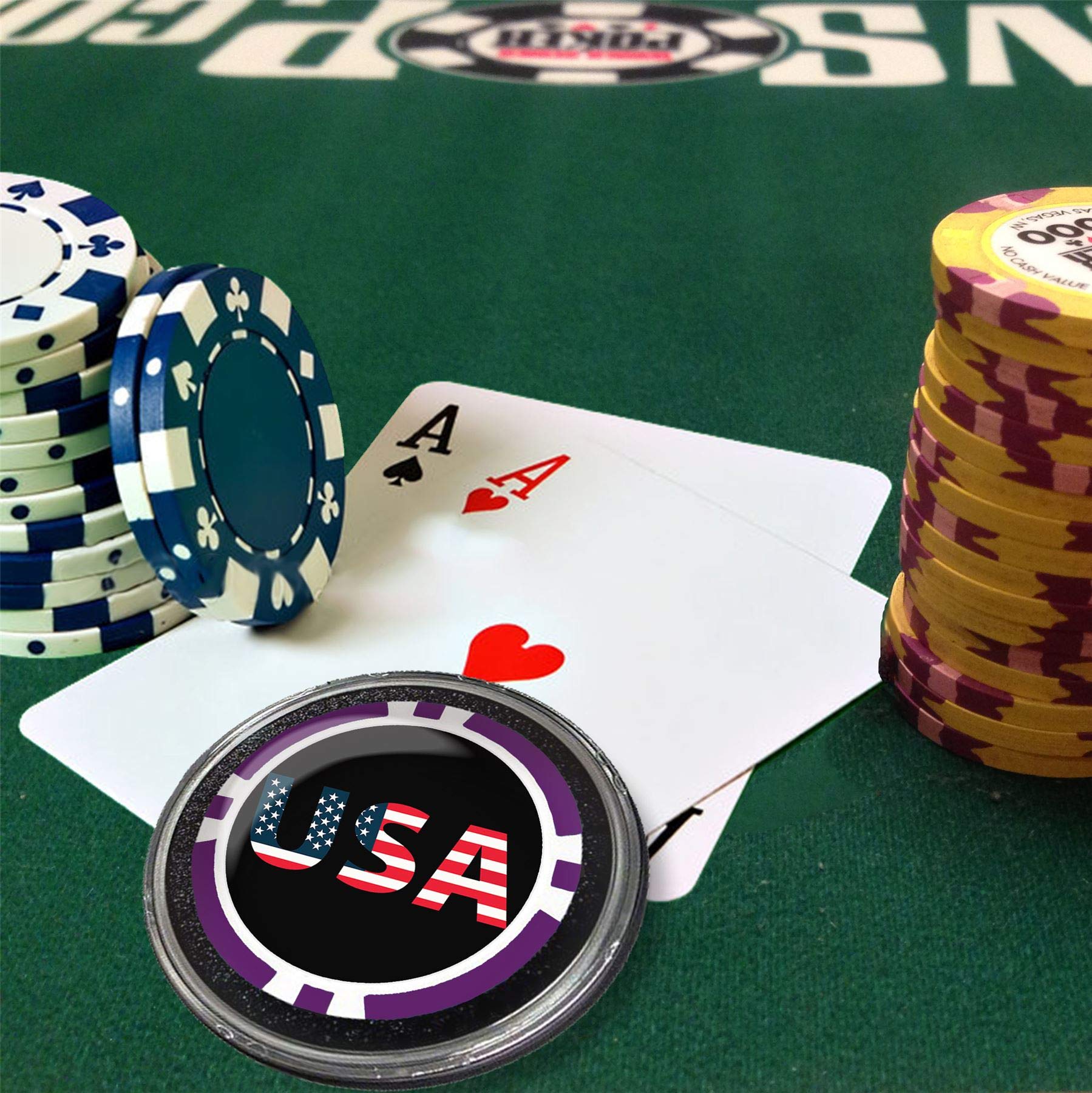 USA Flag Card Guard - Poker Chip Protector for Texas Holdem Games