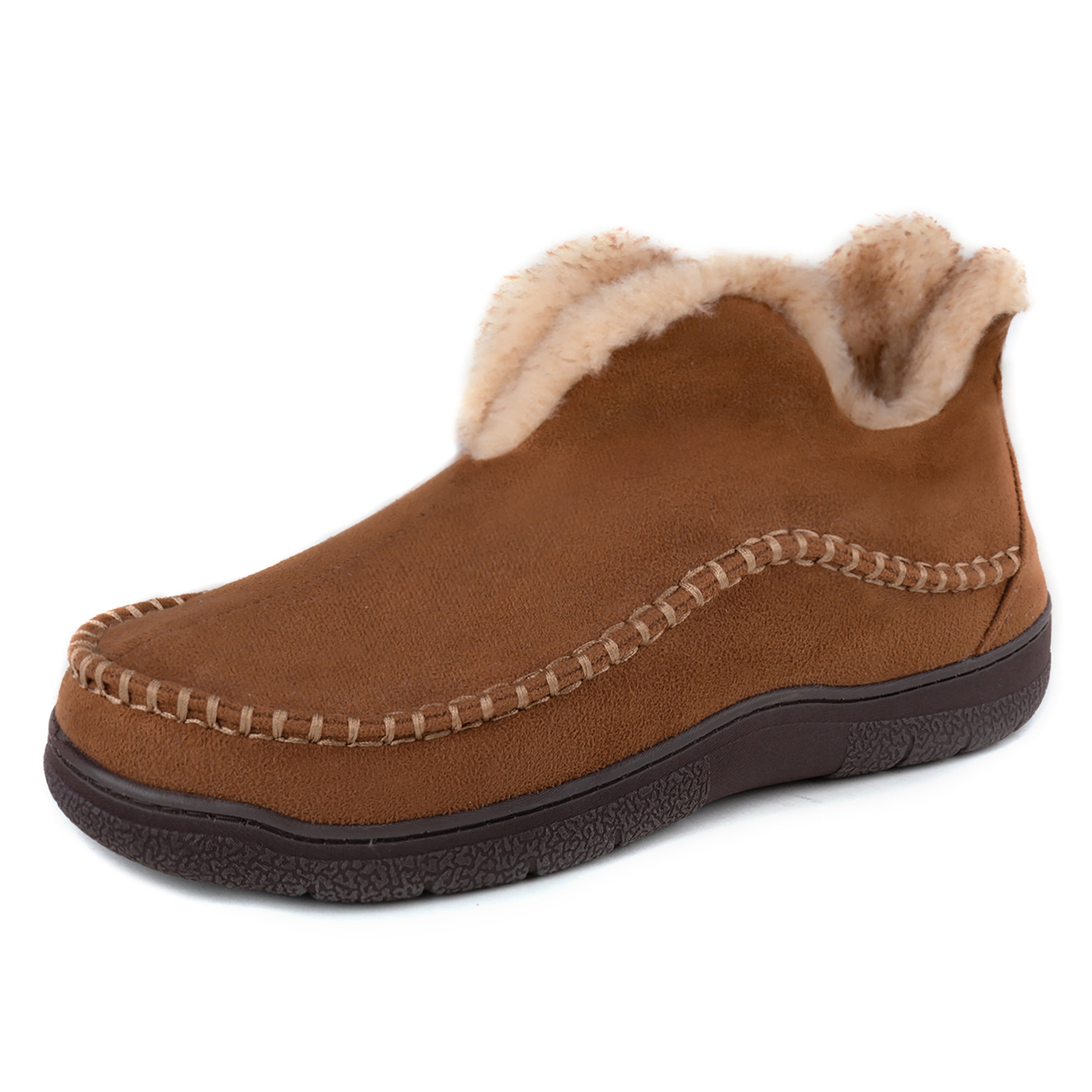 Men's Camelback Faux Wool Lined Bootie - Winter Warm Slip On Shoes for Men, Comfortable Indoor/Outdoor House Slippers - Perfect for Home, Office & Travel