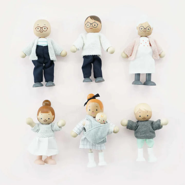 Miniature Doll House Figures - 6-Piece Doll Family Set for Kids, Perfect for Dollhouse Playsets, Role Play & Collectibles