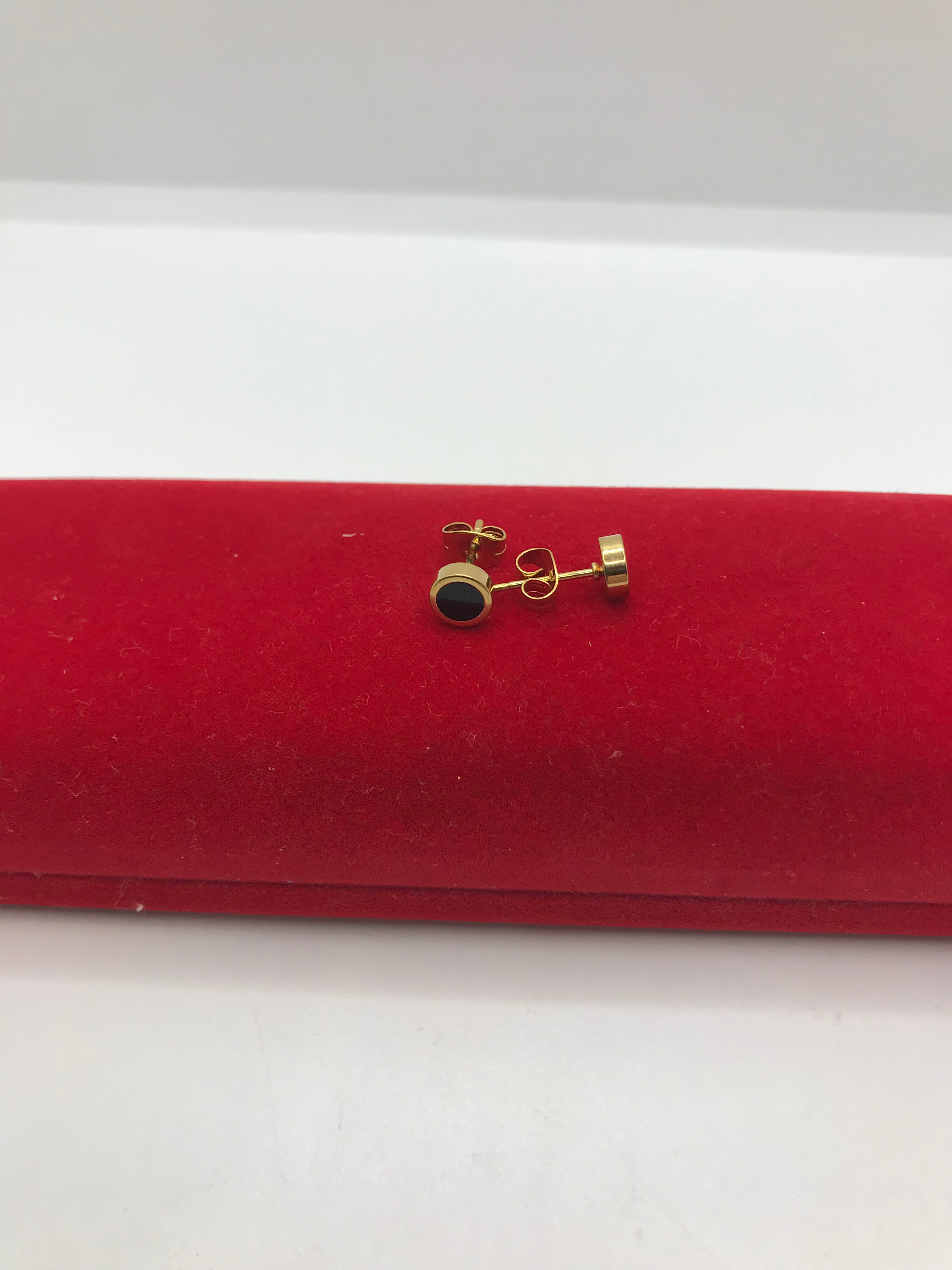 Stainless Steel Gold Black Stud Earrings for Women - Hypoallergenic Fashion Jewelry for Daily Wear & Special Occasions