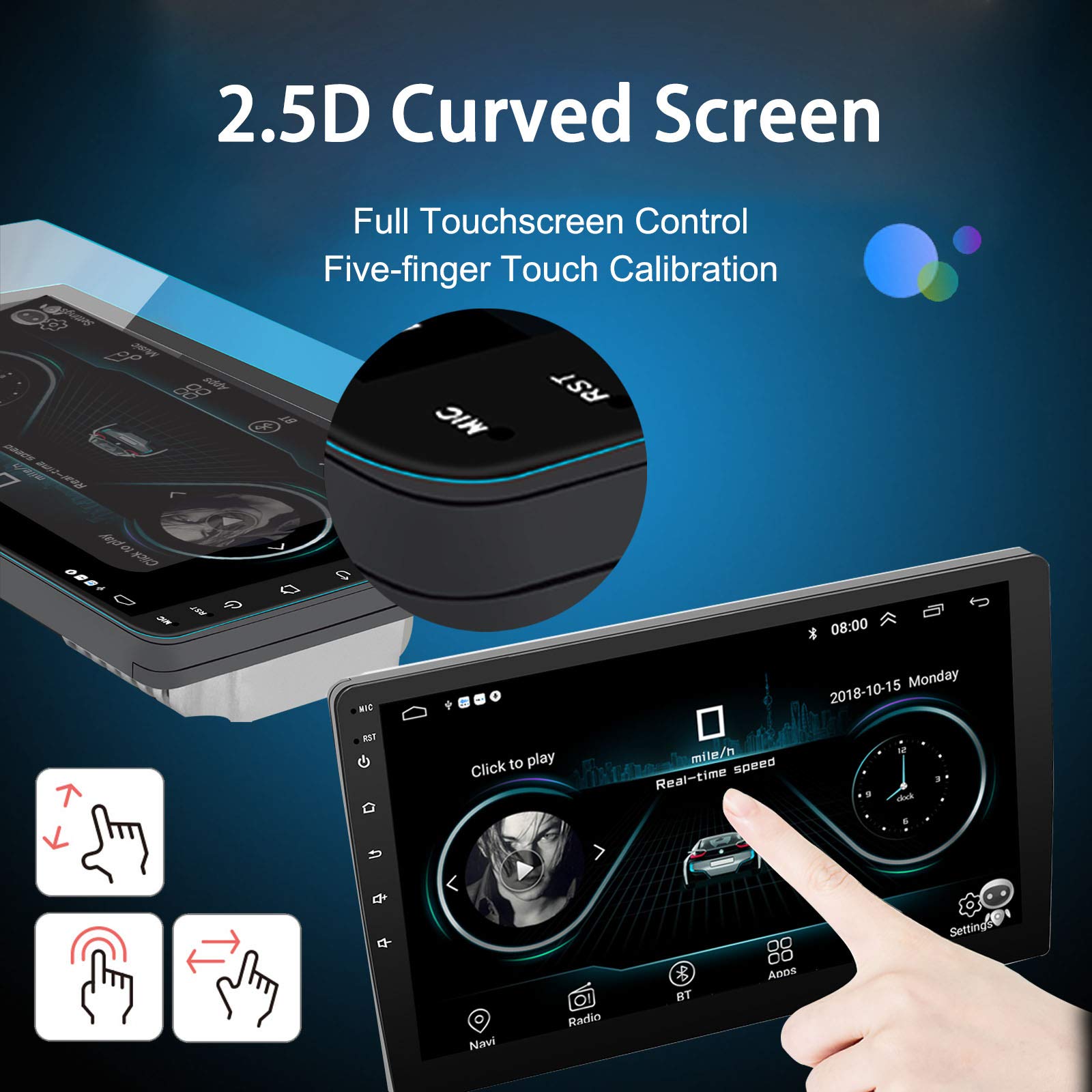 10 Inch Android 13 Double DIN Car Stereo with Wireless CarPlay & Android Auto - 2GB RAM 64GB ROM Touchscreen Head Unit, GPS Navigation, Bluetooth, FM Radio, SWC, Backup Camera - Perfect for SUV, Truck & Sedan Upgrades