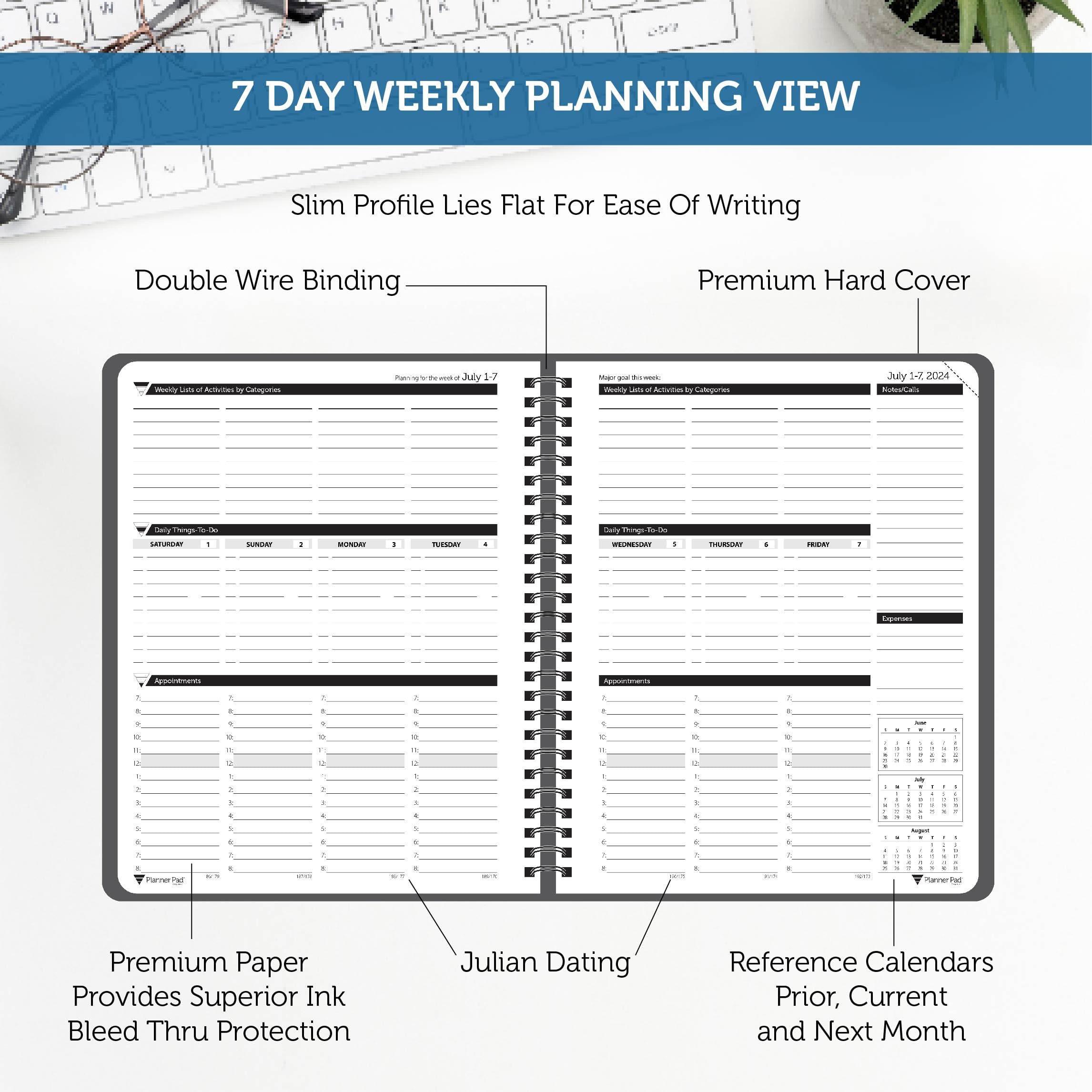 Spiral Bound Planner Pad July 2024 - June 2025 | 6.75