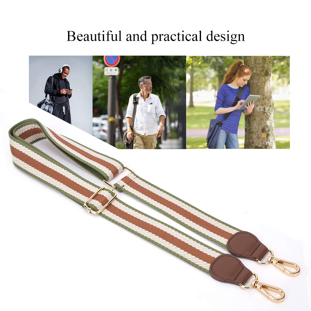 Rosvola Adjustable Crossbody Bag Strap - Slanted Messenger Shoulder Strap with Exquisite Craftsmanship, Green Brown - Perfect for Travel, Work & Everyday Use