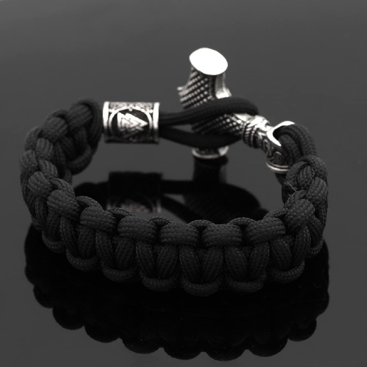 Viking Hammer Bracelet for Men - Norse Valknut Hammer Braided Bracelet with Celtic Knot Design, Odin Rune Jewelry, Punk Bangle | Perfect for Viking Lovers, Norse Mythology Enthusiasts, and Punk Fashion Accessories
