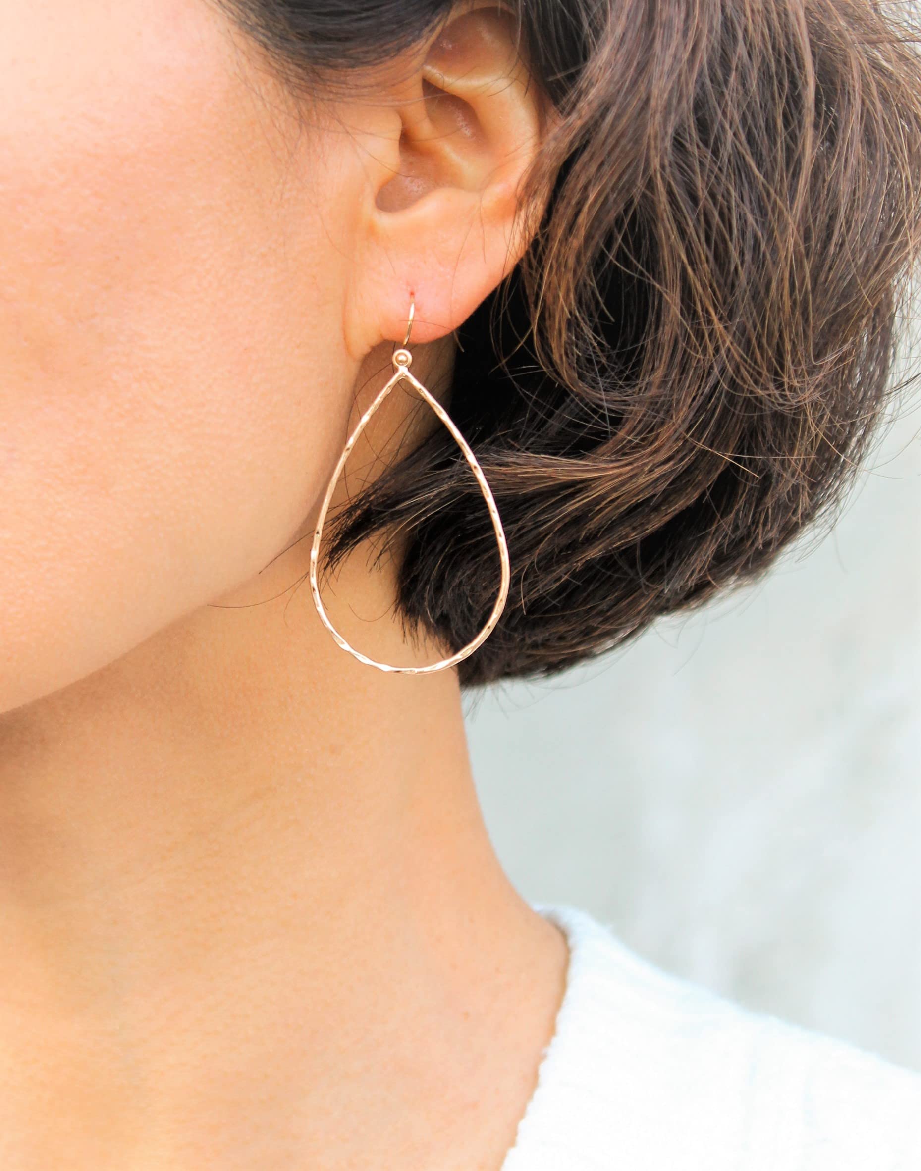 Pomina Lightweight Open Gold Teardrop Earrings for Women - Simple Geometric Dangle Drop Earrings | Everyday Wear, Office, Party & Special Occasions