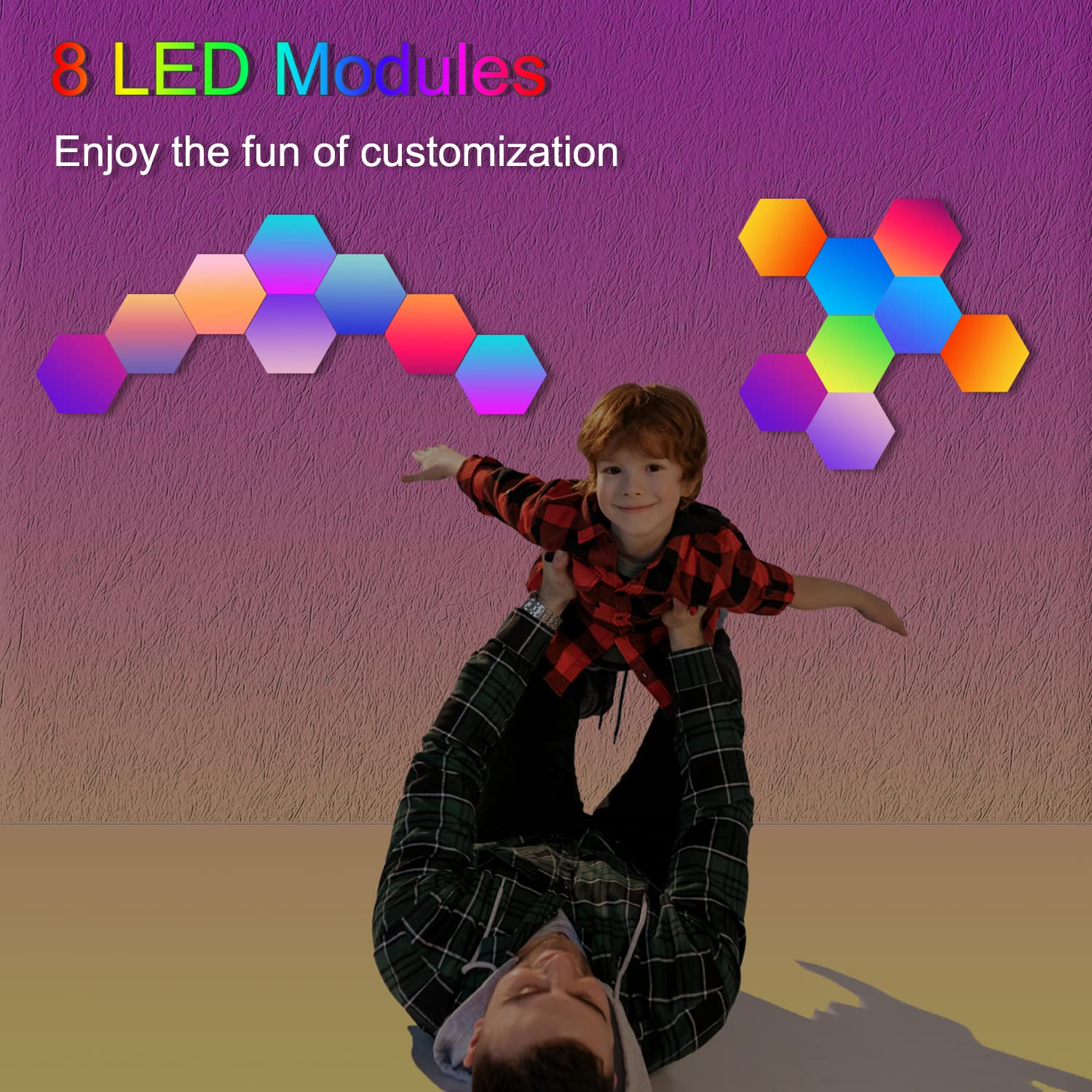 Hexagon Light Panels - RGB LED Wall Lights with App & Remote Control, DIY Hexagon Lighting for Home Decor, Music Sync Smart LED Panels - Perfect for Bedroom, Gaming Room & Party Atmosphere