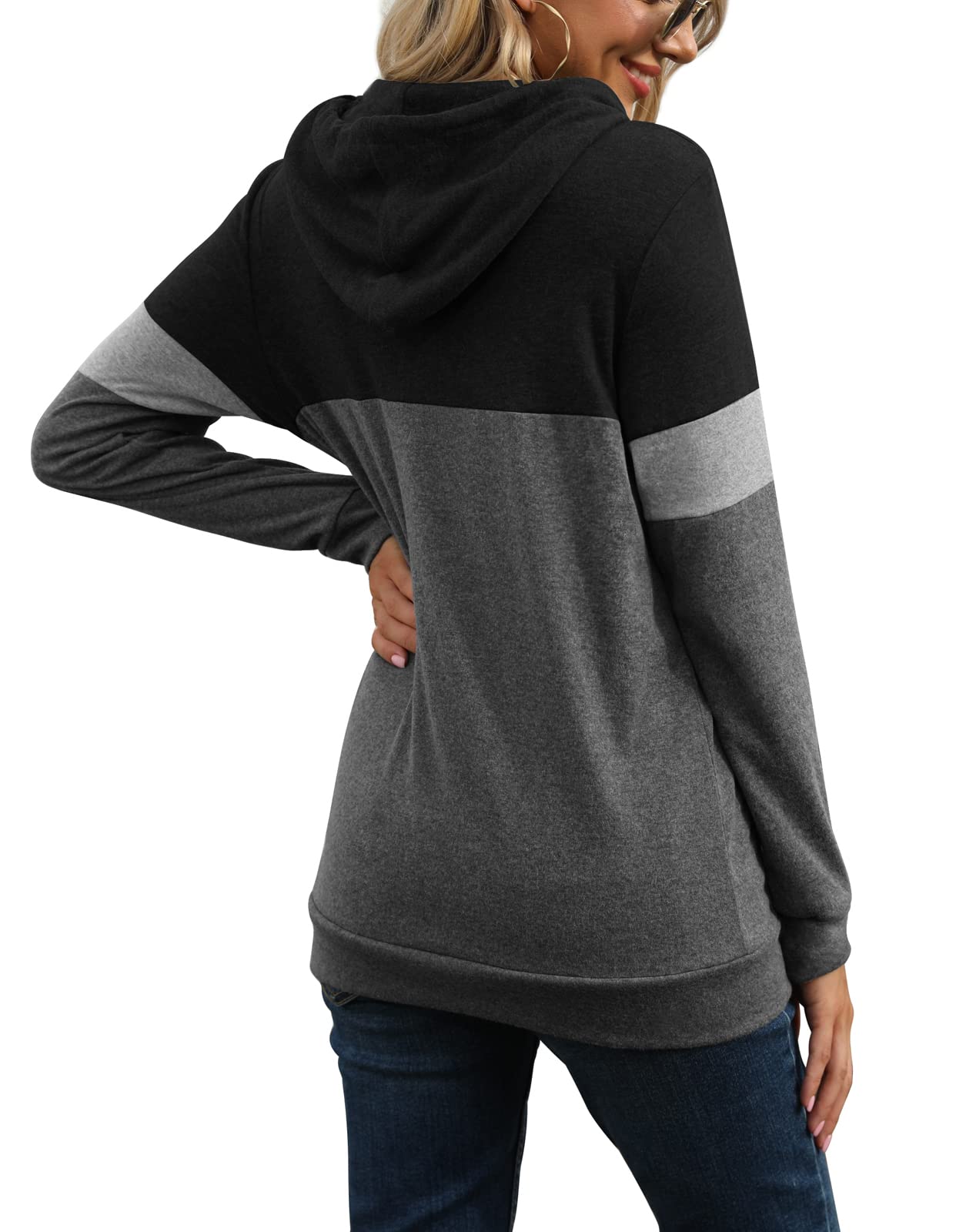 PrinStory Women's Long Sleeve Color Block Pullover Hoodie - Casual Fall Sweatshirt for Women 2024 | Cozy Loungewear, Streetwear & Autumn Outfits