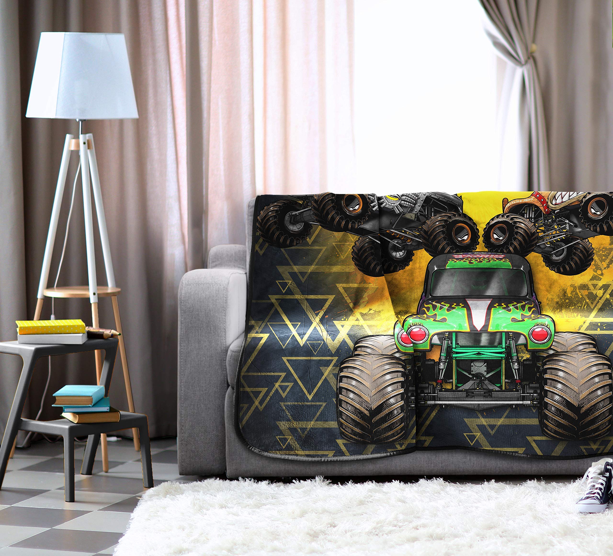 Jay Franco Monster Jam MJ Life 2-Piece Bedding Set - Soft Fleece Blanket & Fitted Sheet for Boys Room Decor | Perfect for Kids Bedroom, Dorm Room & Sleepovers