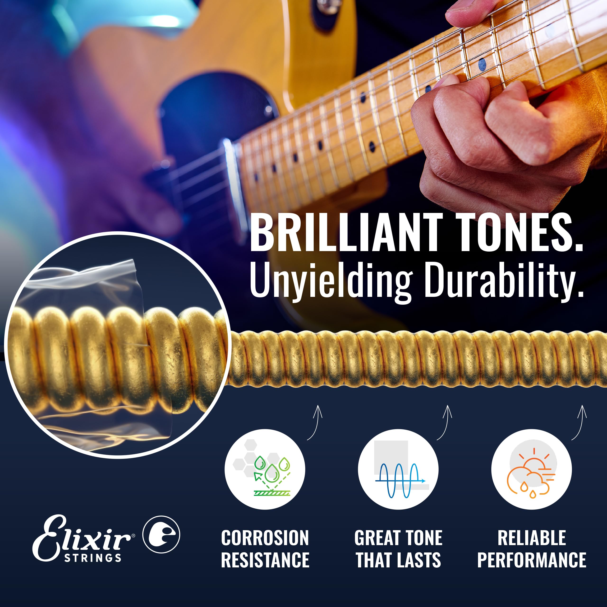 Elixir Electric Guitar Strings 7-String Set - Nickel Plated Steel with OPTIWEB Coating for Long-Lasting Crisp Tone & Comfortable Feel (11-59 Medium Gauge) | Perfect for Rock, Metal & Studio Recording