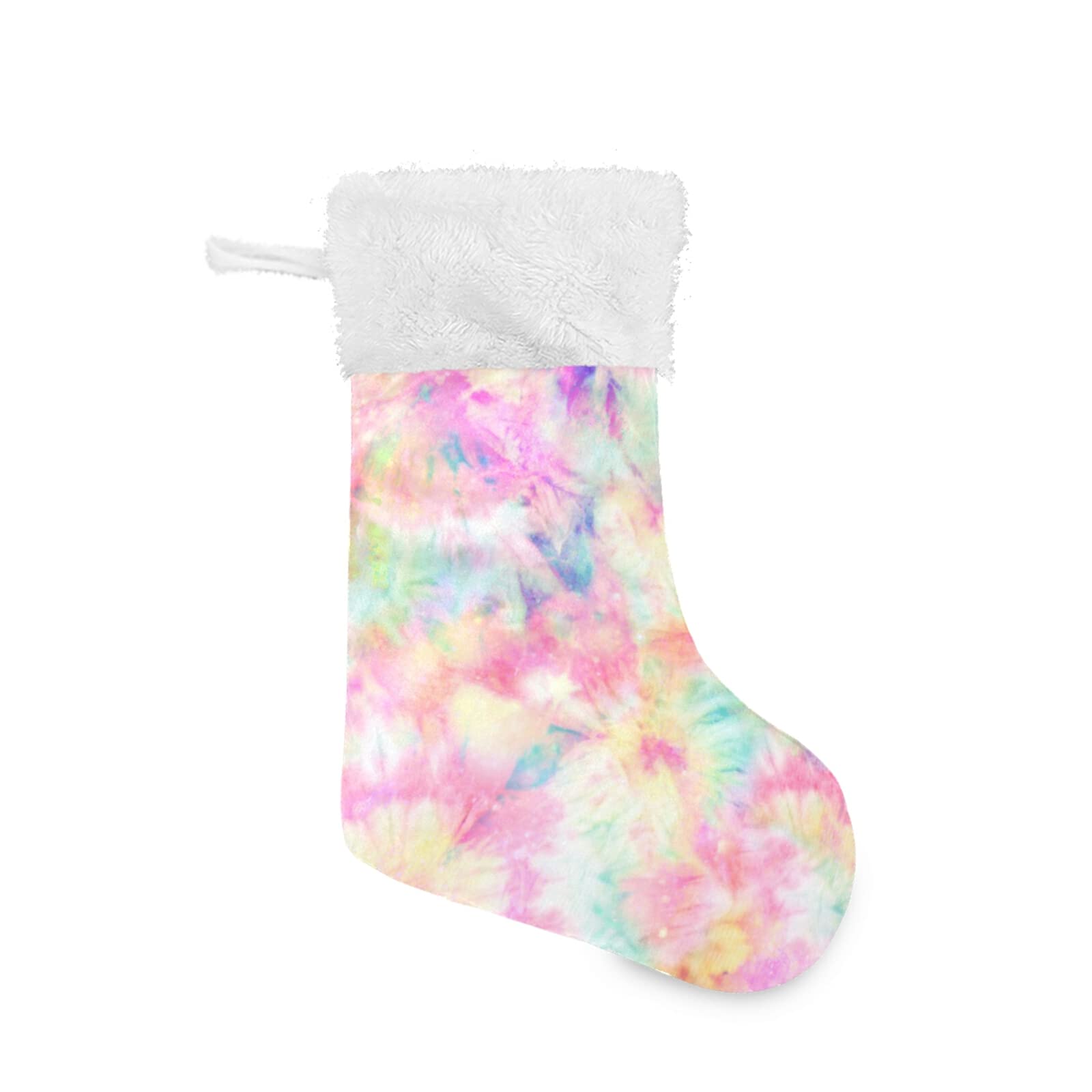 ALAZA 18 Inch Christmas Stockings - Burlap with Large Pink Tie Dye & Plush Faux Fur Cuff - Holiday Stockings for Family, Xmas Party Decor - Perfect for Fireplace Mantel, Gift Filling & Festive Home Decor