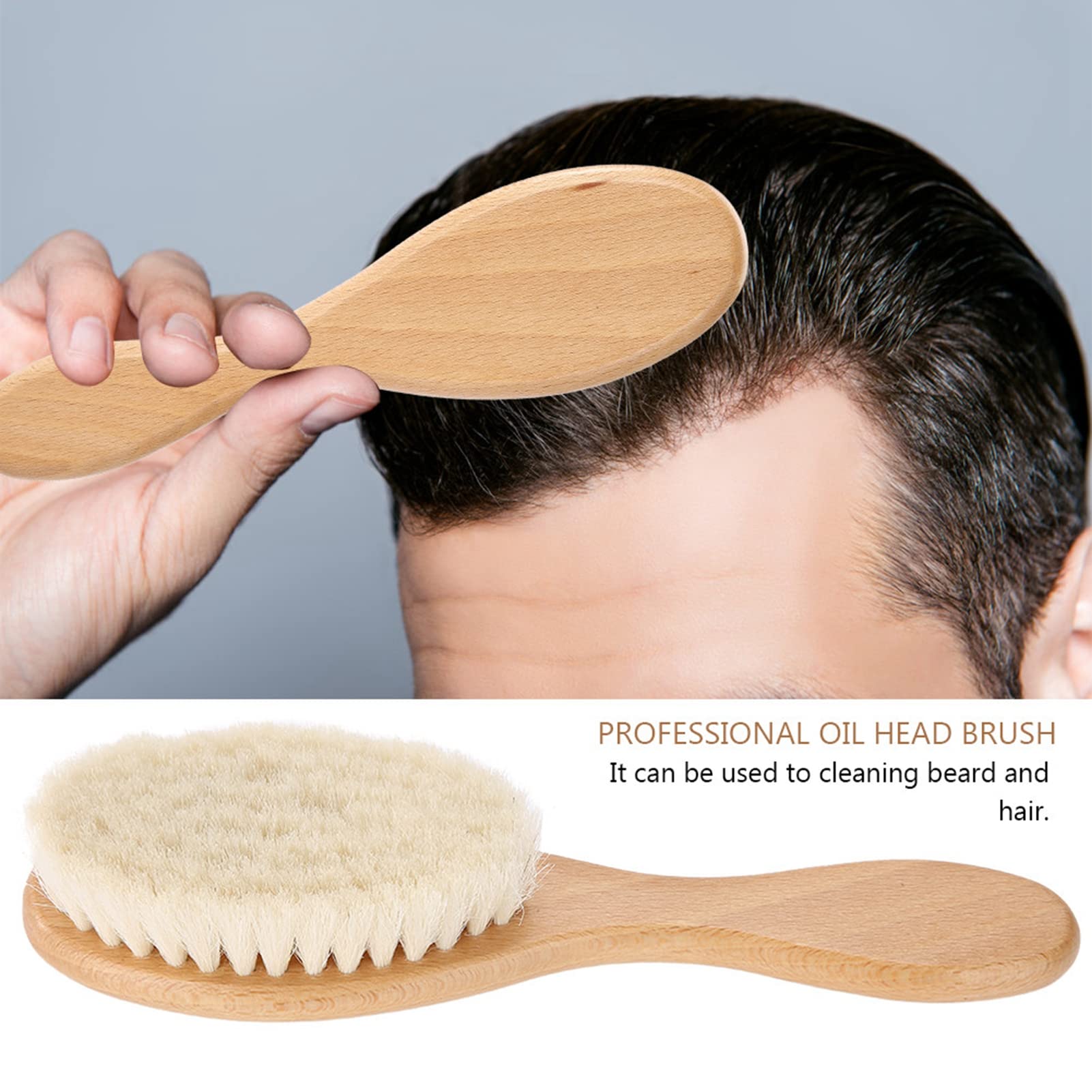 ANKROYU Soft Goat Hair Brush - Natural Wooden Handle Retro Oil Head Brush for Hairdressing, Beard Grooming & Cleaning | Perfect for Barbershops, Home Hair Care & Beard Maintenance