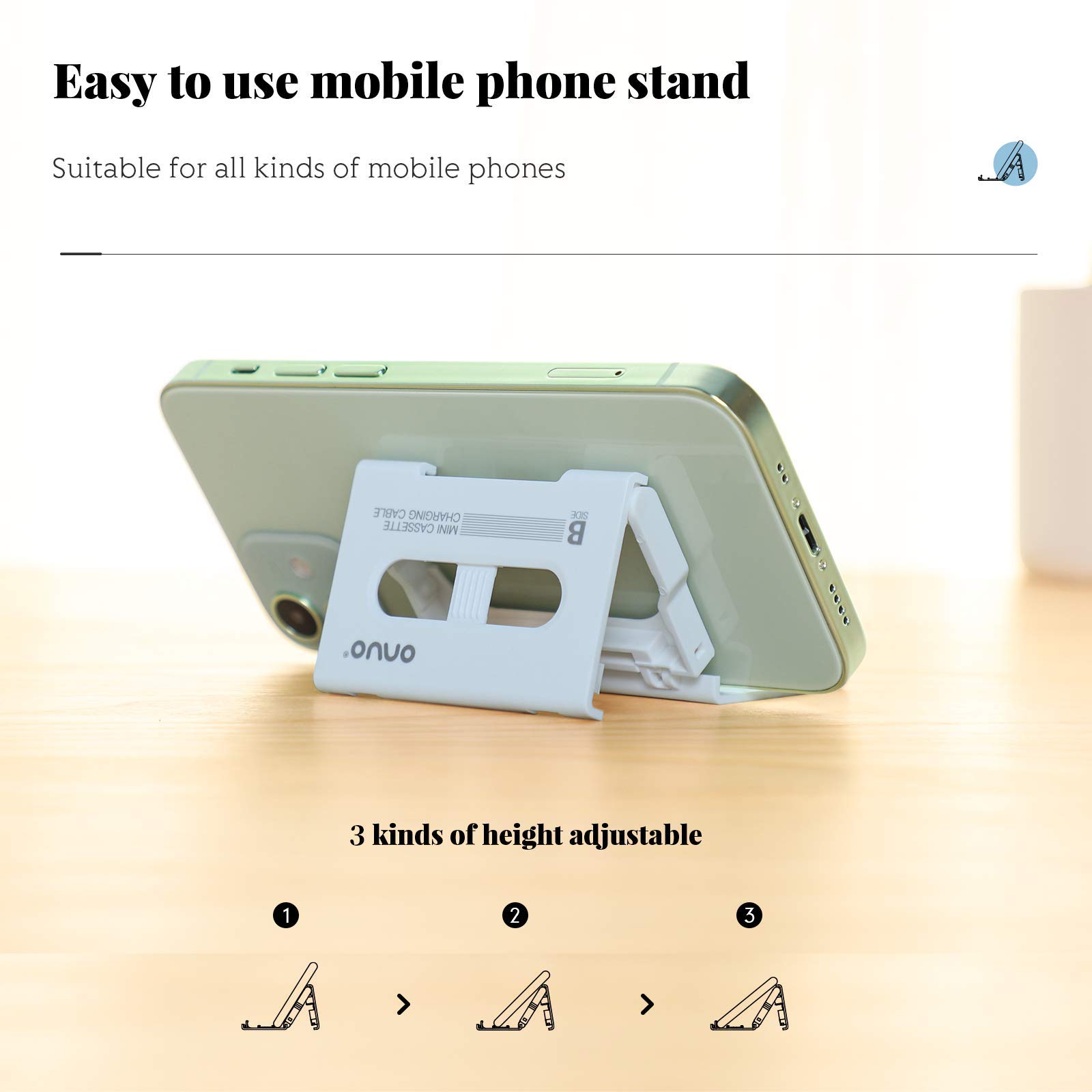 USB-C to USB-A 2.0 Cable with Stand | Portable Charging for Phones & Tablets