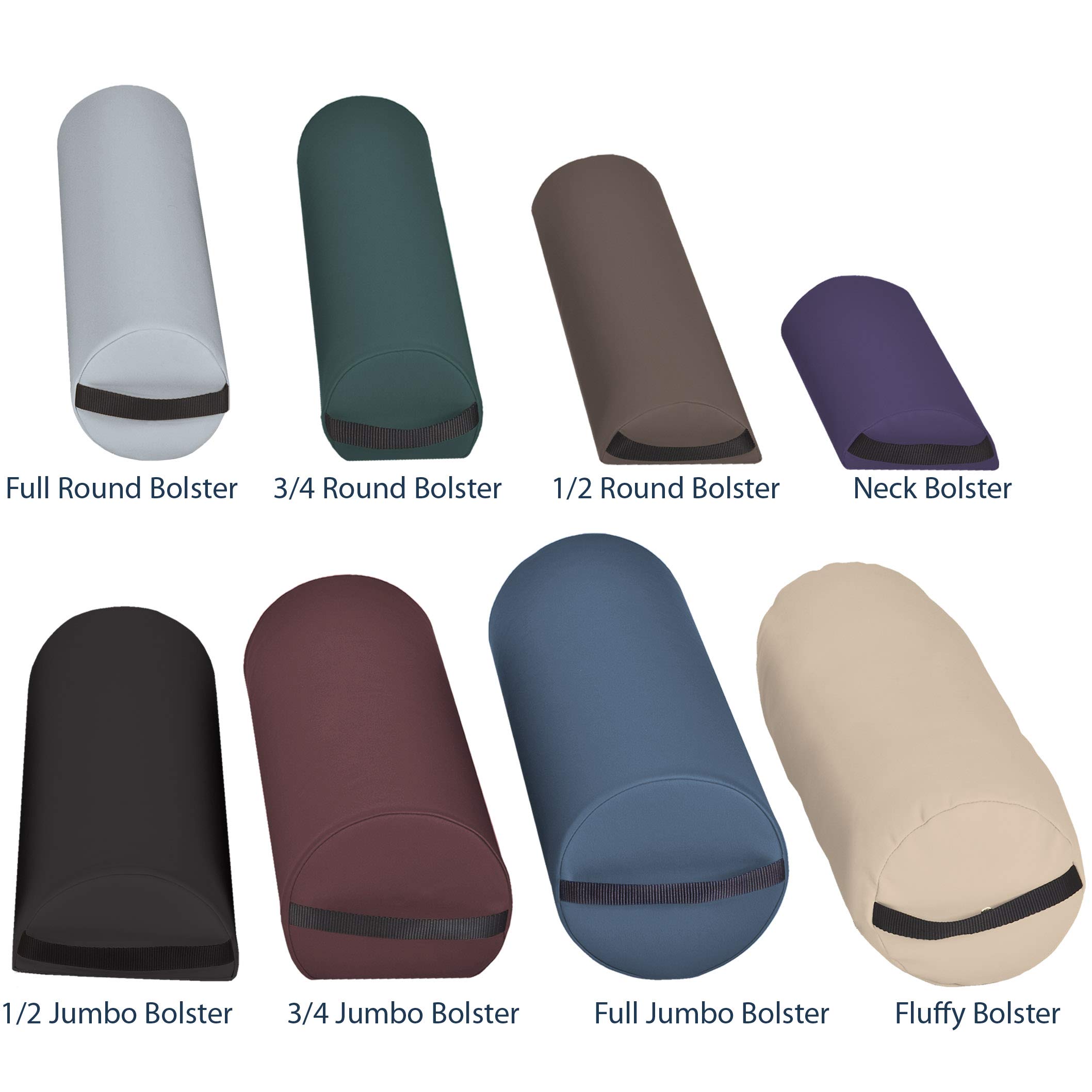 Earthlite Full Round Bolster Pillow - Durable 100% PU Massage Cushion with Strap Handle | Professional Quality for Massage Tables, Yoga & Physical Therapy | Relieves Back Pain & Improves Posture | Ideal for Chiropractors, Spas & Home Use