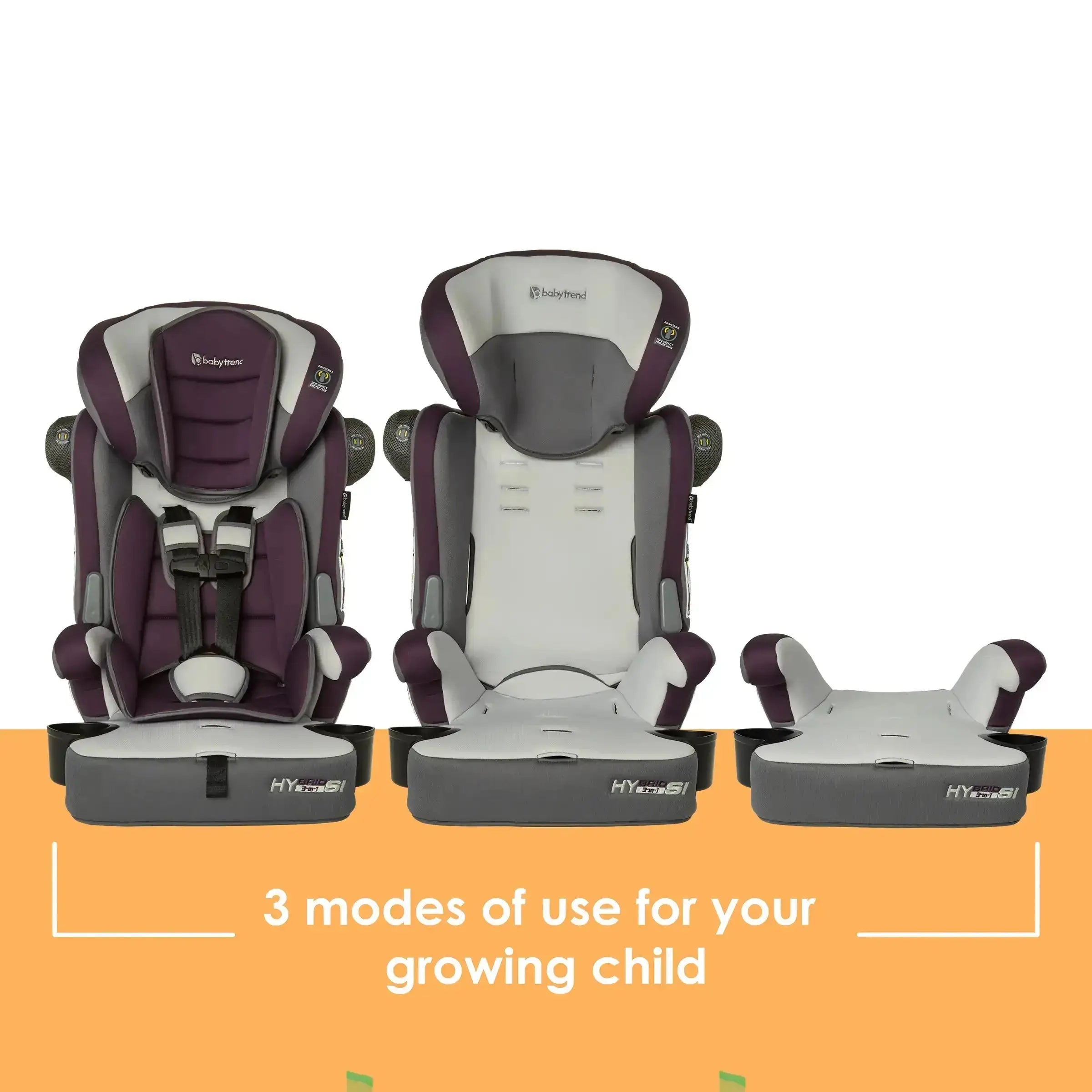 Hybrid™ SI 3-in-1 Convertible Booster Car Seat with Side Impact Protection - Safe for Infants, Toddlers & Big Kids | Perfect for Travel, School & Family Road Trips