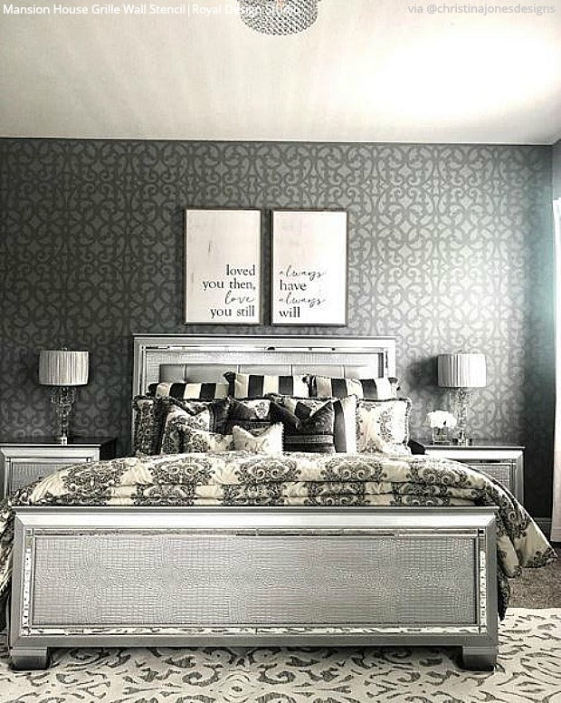 Mansion House Grille Trellis Wall Stencil - DIY Home Decor Stencil for Wall Painting, Furniture & Crafts - Perfect for Bedroom, Living Room & Garden Projects