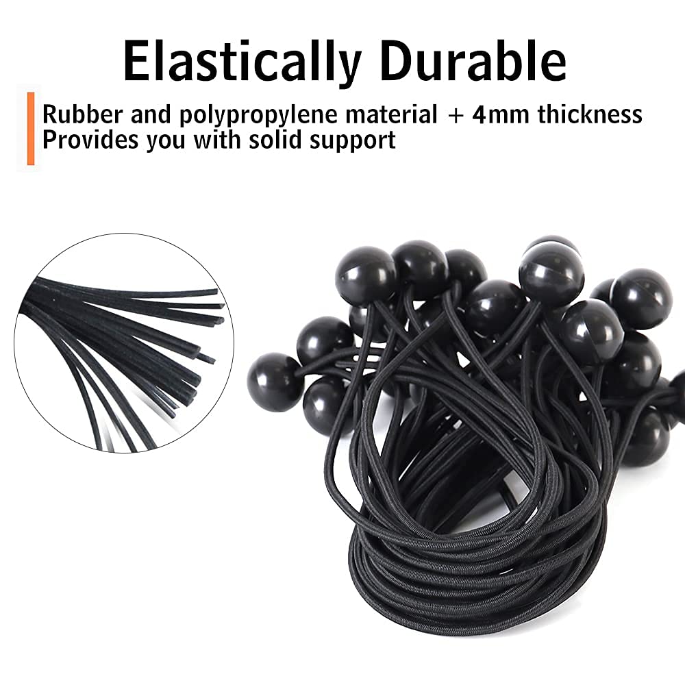 XSTRAP STANDARD 28-Piece 9-Inch Heavy Duty Ball Bungee Cords - Black Elastic Tie Down Balls for Canopy, Tarp, Tent, Straps & Wires | Secure Outdoor Gear, Camping Equipment & Cargo Fastening