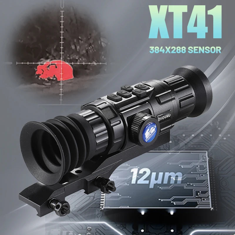 XT41 Thermal Night Vision Monocular - Clip-On Riflescope with External Screen & Video Recording | Hunting Gear for Low Light Conditions, Wildlife Observation & Outdoor Adventures