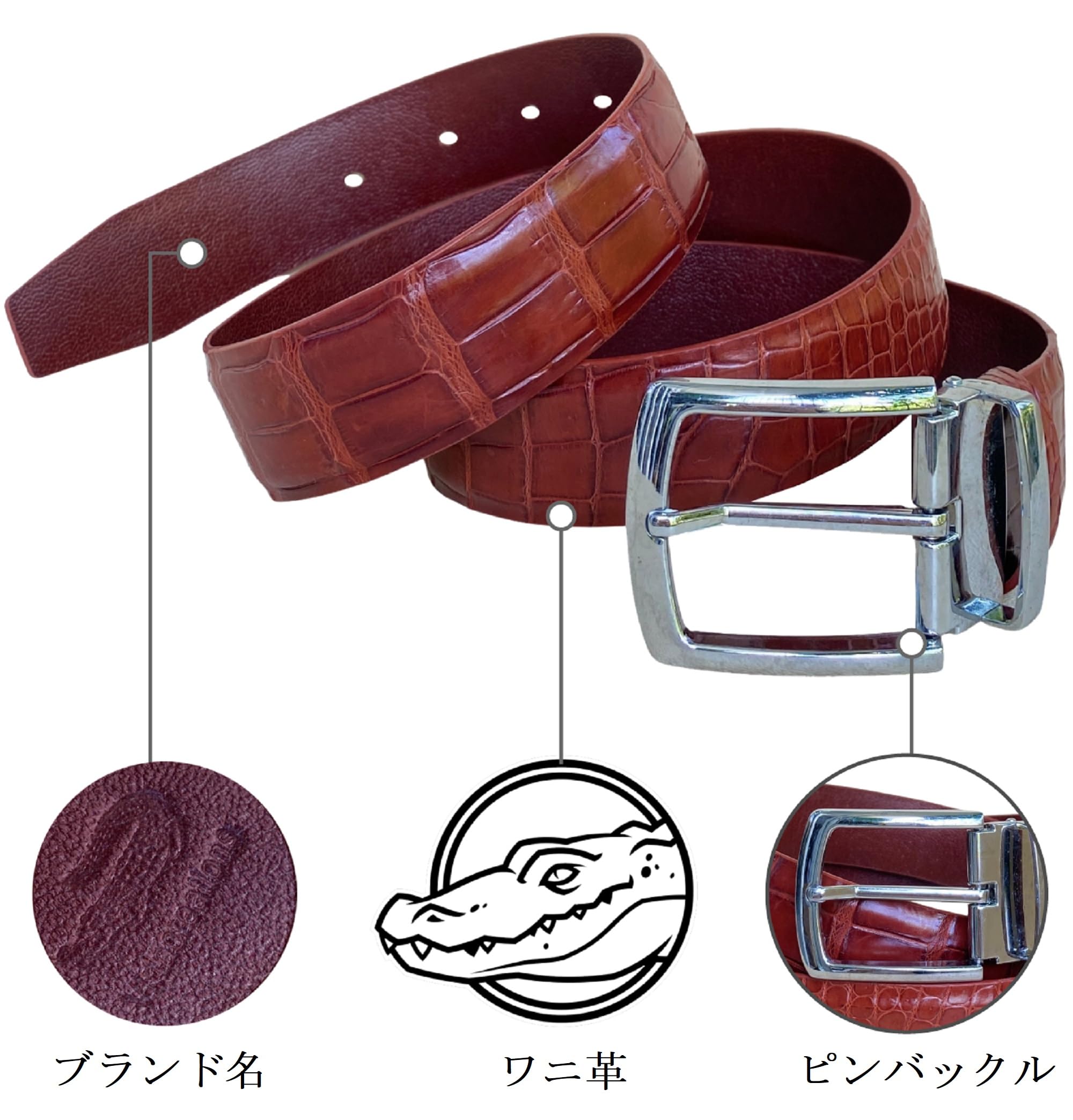 Alligator Leather Belt for Men - Handmade Genuine Leather Dress Belt with Durable Buckle - Classic Fashion Gift for Dad, Boss, Teacher - Perfect for Office, Wedding & Formal Occasions