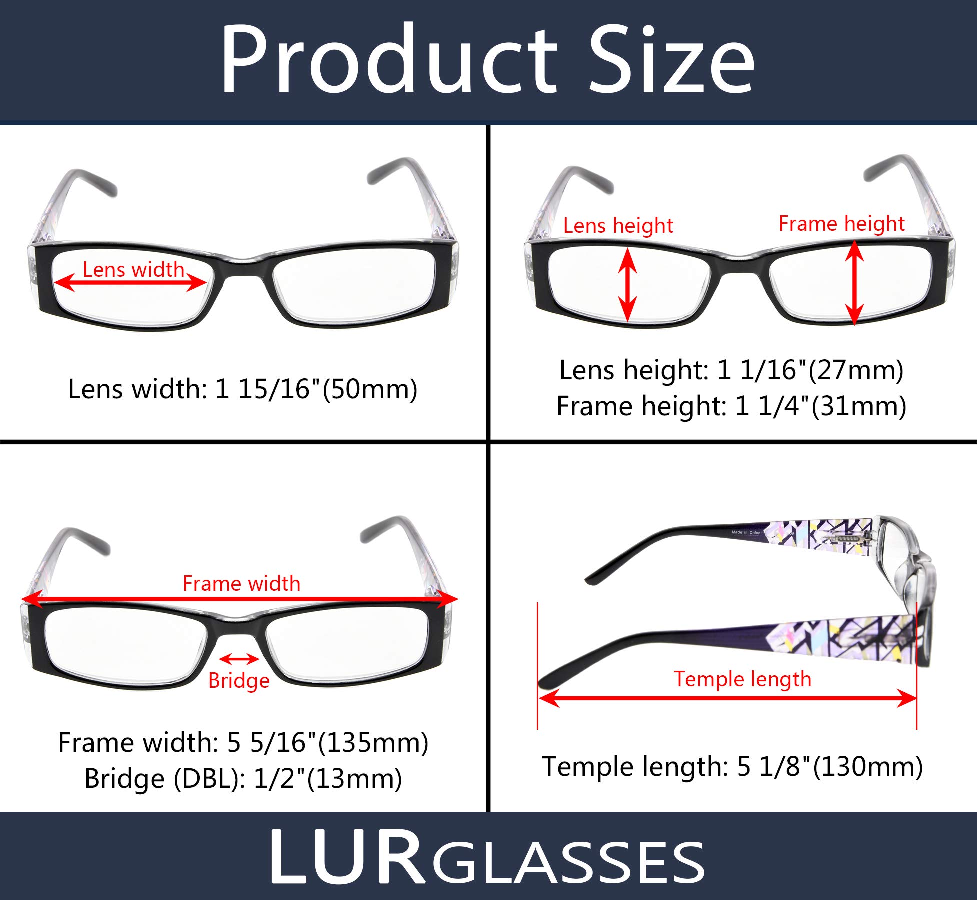5 Pack Fashion Reading Glasses for Women - Colorful Lightweight Readers +1.0 to +3.5 Magnification (Perfect for Reading, Crafts & Close Work)