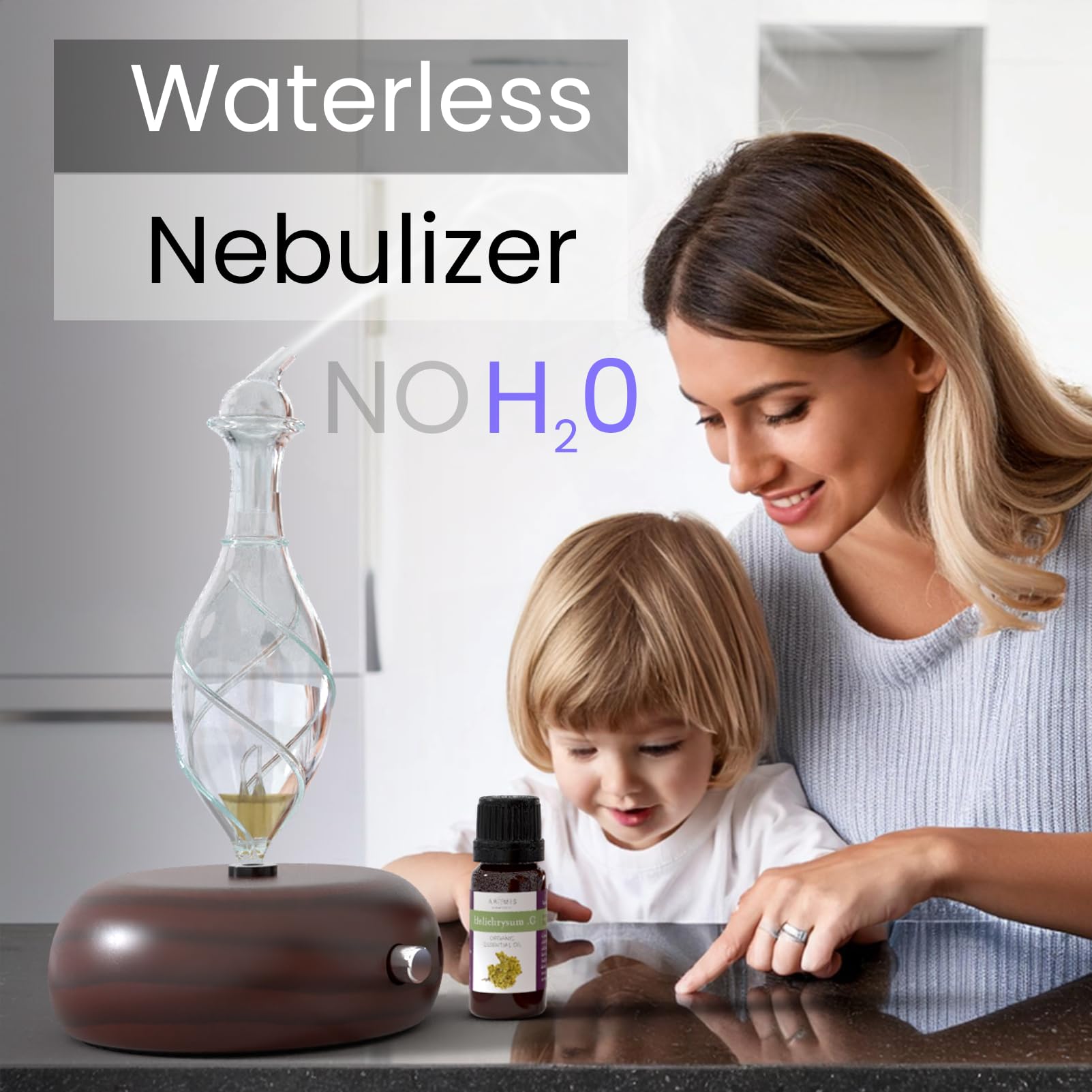 Premium Wood & Glass Essential Oil Diffuser - Orbis Nox Vitis Waterless Nebulizer for Aromatherapy - No Heat, No Plastic, Professional Grade for Home, Office & Spa Relaxation