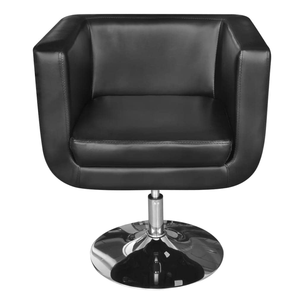 Premium Black Faux Leather Adjustable Armchair with Chrome Base - Modern Lounge Chair for Living Room, Home Office, Dorm & Reading Nook - Comfortable Seating for Relaxing & Working