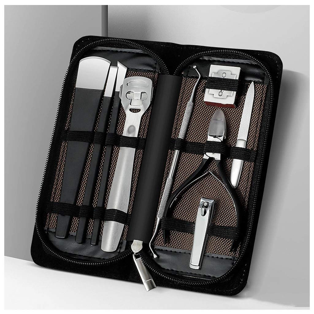 Premium Stainless Steel Nail Clipper Kit with Black Leather Case - Professional Manicure & Pedicure Set for Women & Men - Perfect for Home, Travel, and Salon Nail Care