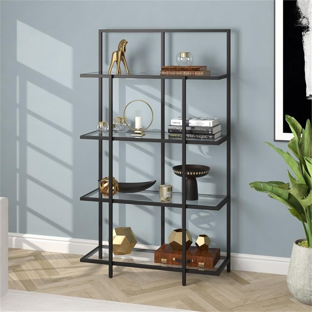 62'' Tall Rectangular Bookcase in Blackened Bronze - Modern Bookshelf for Living Room, Office & Study - Sturdy Storage Shelf for Books, Decor & Display