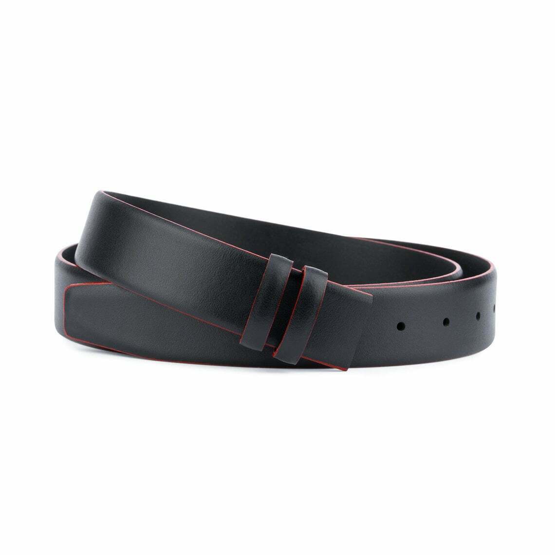 35mm Black Leather Belt Strap Replacement for Ferragamo Buckles - Adjustable Men's Dress Belt for Office & Formal Wear