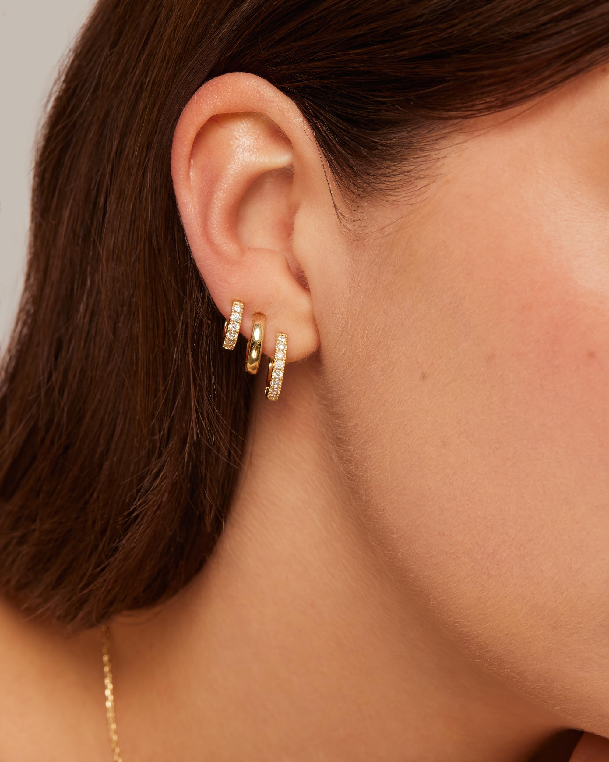PAVOI 14K Gold Plated Sterling Silver Triple Hoop Statement Earrings for Women | No Piercing Multi Huggie Crawler Earrings | Perfect for Parties, Weddings & Everyday Wear