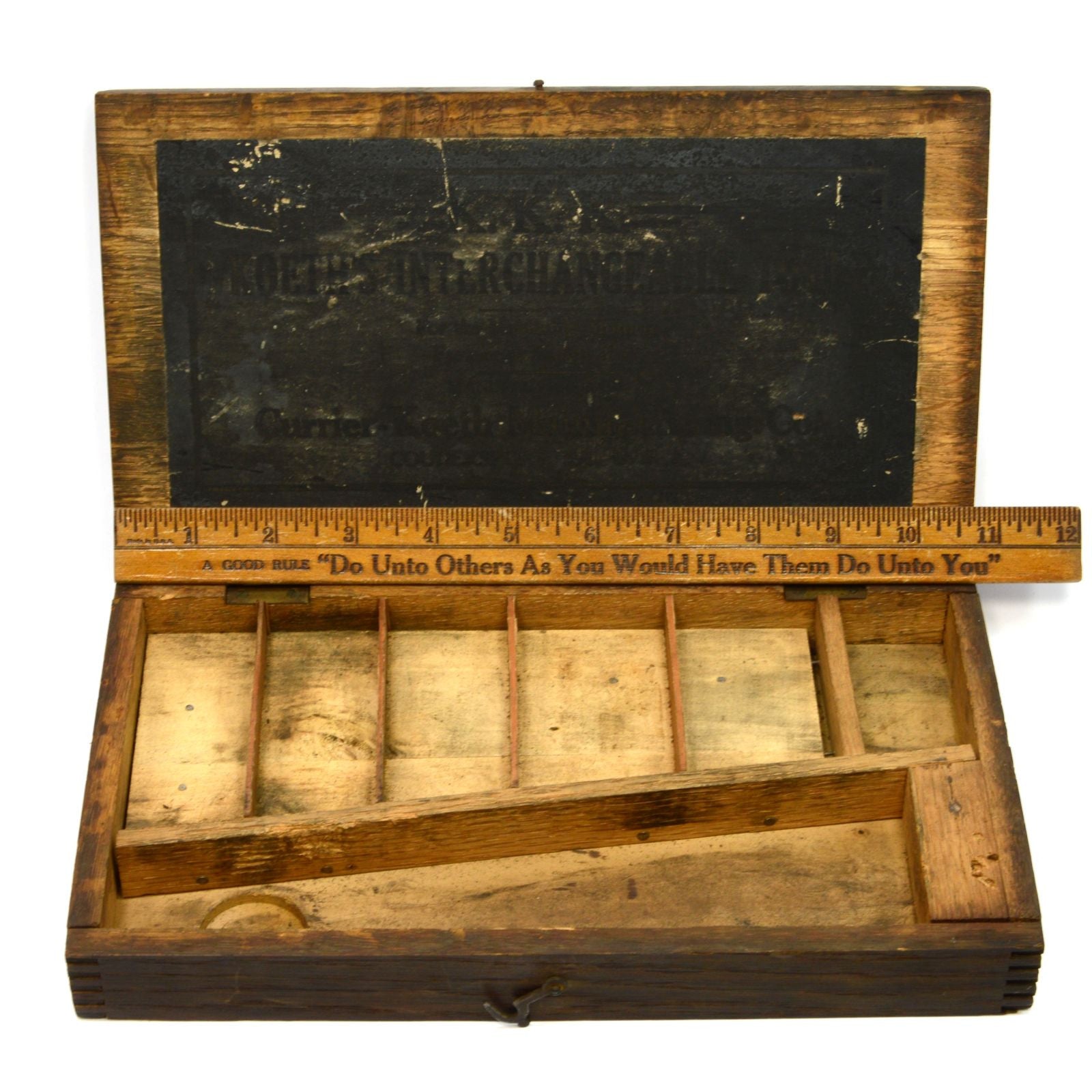 Antique CURRIER & KOETH'S KOMBINATION KIT (KKK) Oak Wood Tool Box - Vintage Interchangeable Multi-Tool Set for Woodworking, DIY Projects & Home Repair